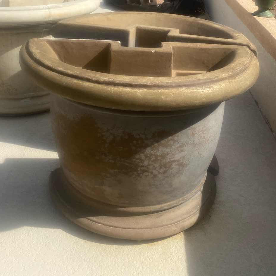 Photo 1 of AL’s GARDEN ART VERY LARGE 2 PIECE ARCHITECTURAL ROUND CAST STONE PLANTER 36” x 25” (measurement is both pieces together)