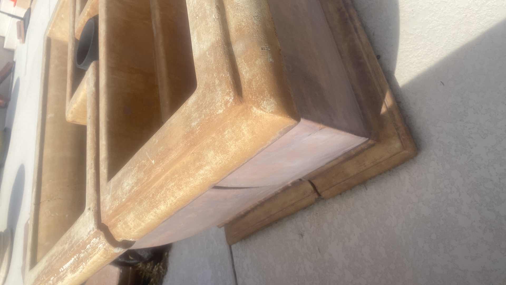 Photo 1 of AL’s GARDEN ART VERY LARGE 2 PIECE ARCHITECTURAL SQUARE CAST STONE PLANTER 36” x 36”(measurement is both pieces together) SOME CRACKS SEE PICTURES