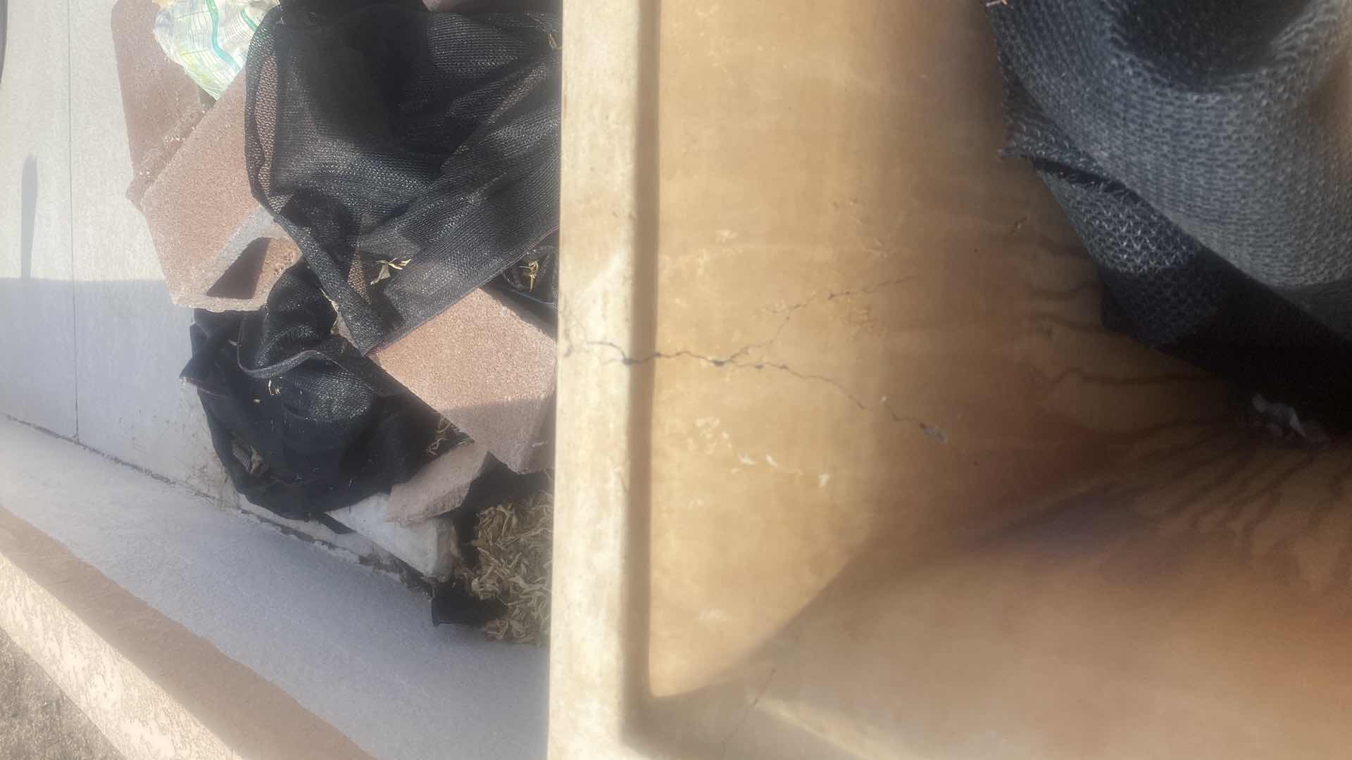 Photo 1 of AL’s GARDEN ART VERY LARGE 2 PIECE ARCHITECTURAL SQUARE CAST STONE PLANTER 36” x 36”(measurement is both pieces together) SOME CRACKS SEE PICTURES