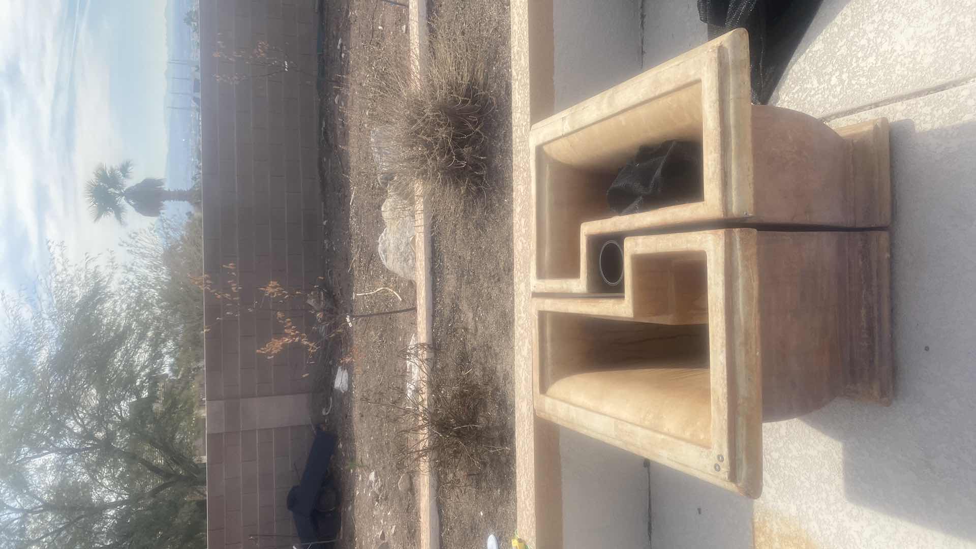 Photo 1 of AL’s GARDEN ART VERY LARGE 2 PIECE ARCHITECTURAL SQUARE CAST STONE PLANTER 36” x 36”(measurement is both pieces together) SOME CRACKS SEE PICTURES