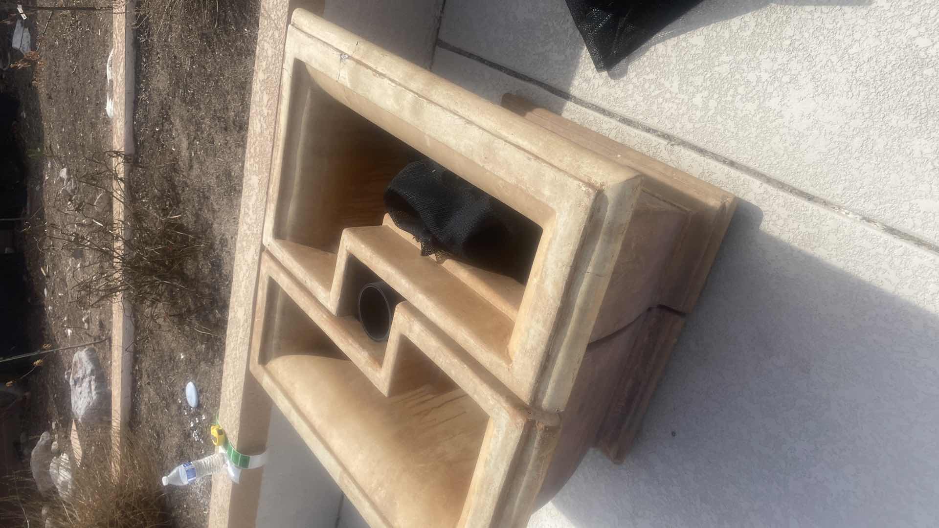 Photo 1 of AL’s GARDEN ART VERY LARGE 2 PIECE ARCHITECTURAL SQUARE CAST STONE PLANTER 36” x 36”(measurement is both pieces together) SOME CRACKS SEE PICTURES