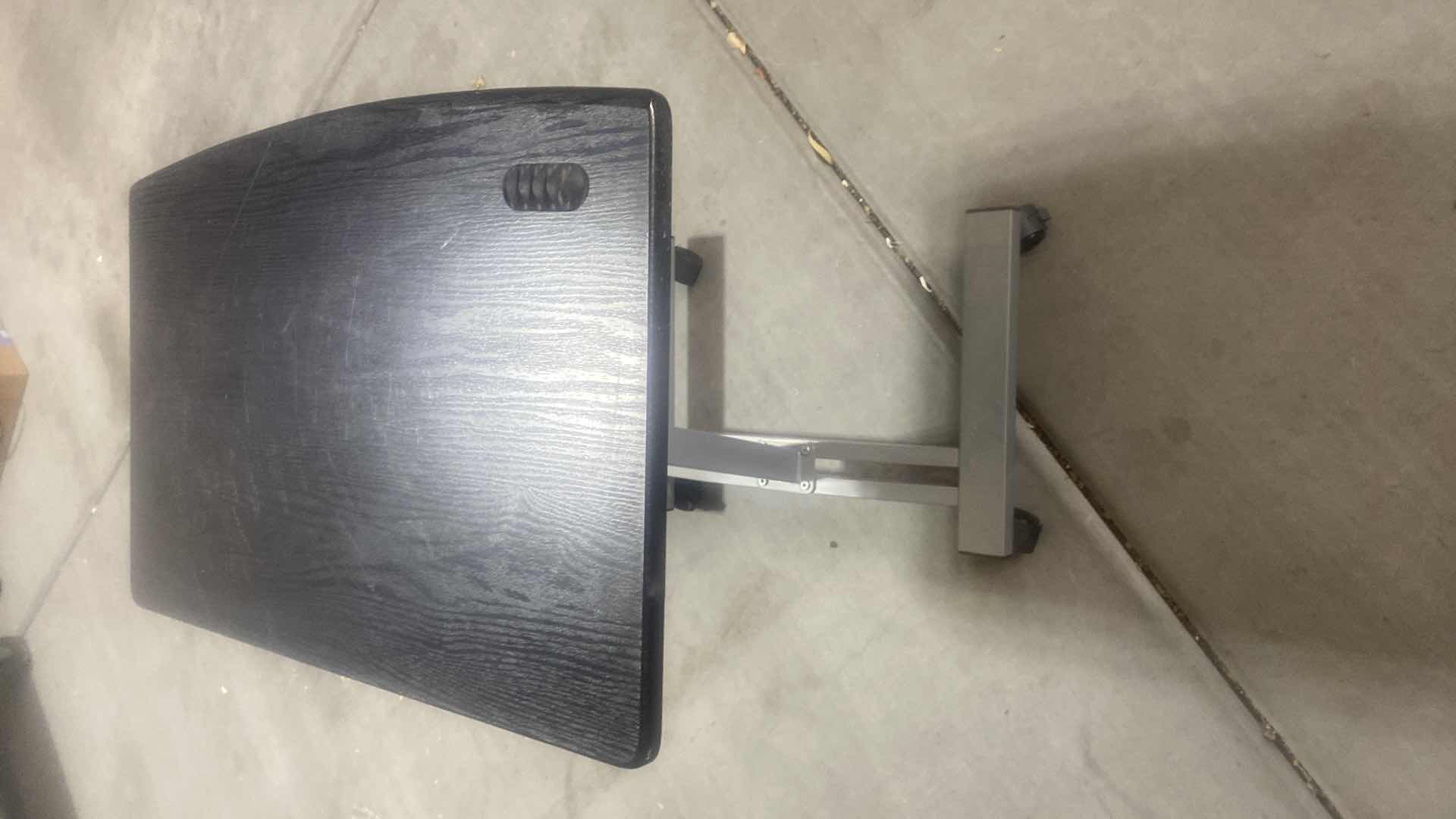 Photo 1 of BLACK PRESSBOARD TOP ADJUSTABLE HEIGHT BED TABLE 23” x 16” H27”