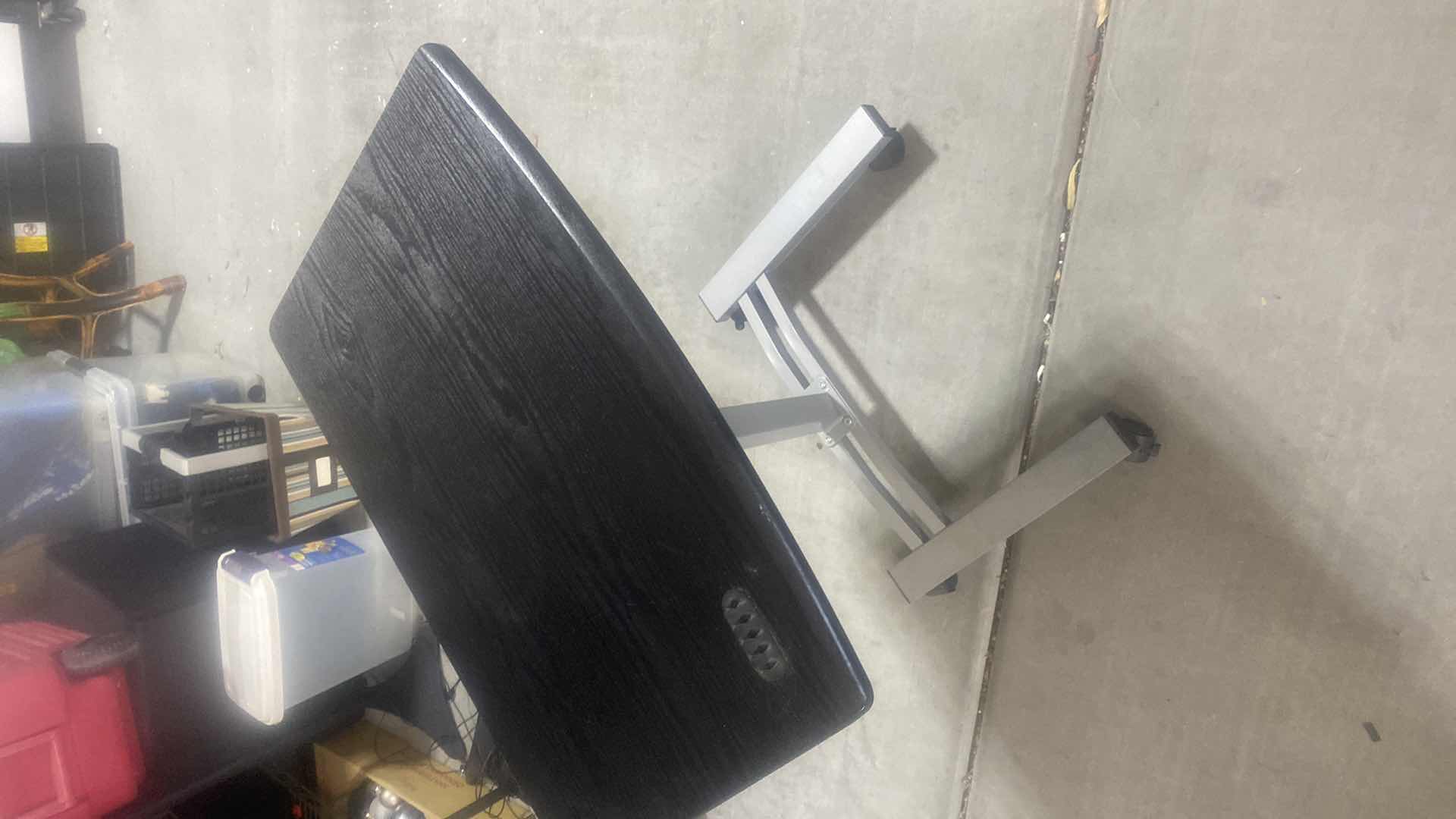 Photo 1 of BLACK PRESSBOARD TOP ADJUSTABLE HEIGHT BED TABLE 23” x 16” H27”