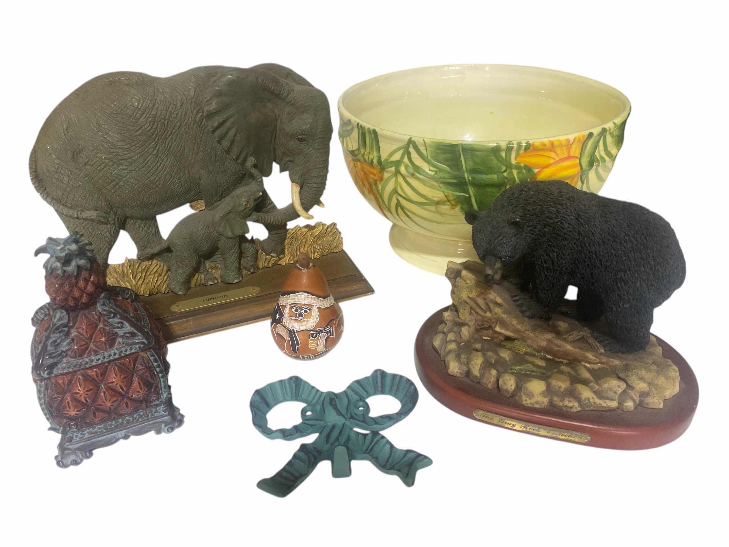 View 1 of 6 - HOME DECOR - 10” BOWL , ELEPHANT 11” x 8 1/2” BEAR & MORE