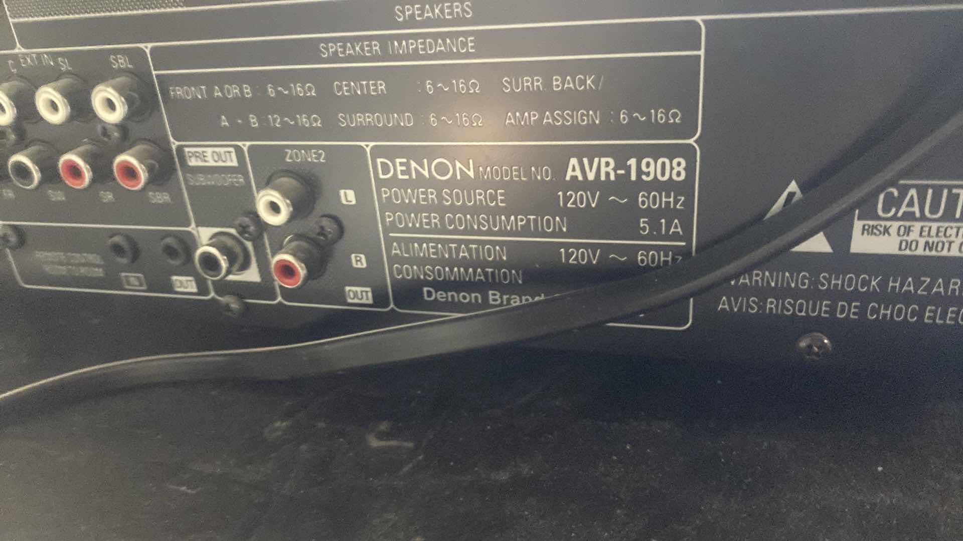 Photo 1 of DENON MULTI ZONE HOME ENTERTAINMENT COMPONENT WITH TRU AUDIO SUB WOOFER & SPEAKER