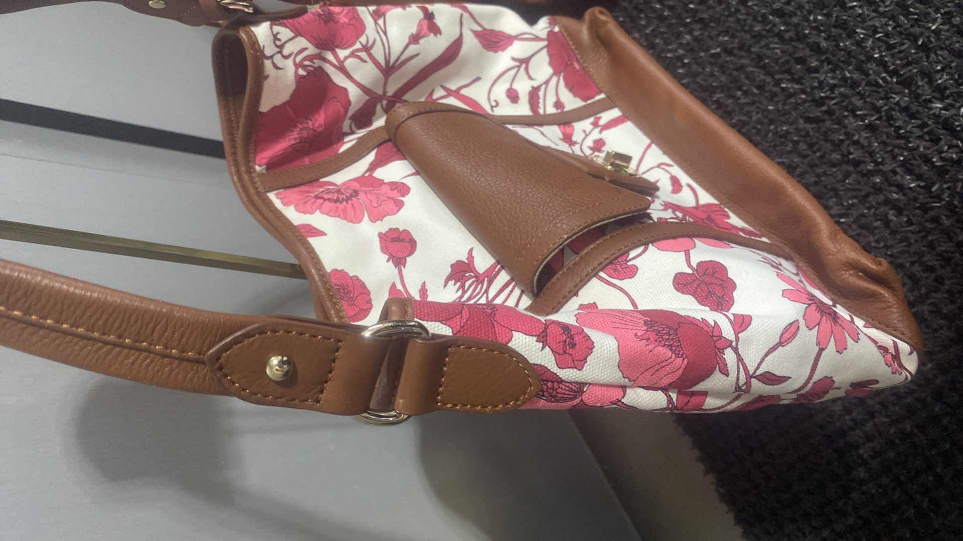 Photo 1 of ISAAC MIZRAHI FLORAL CANVAS TOTE