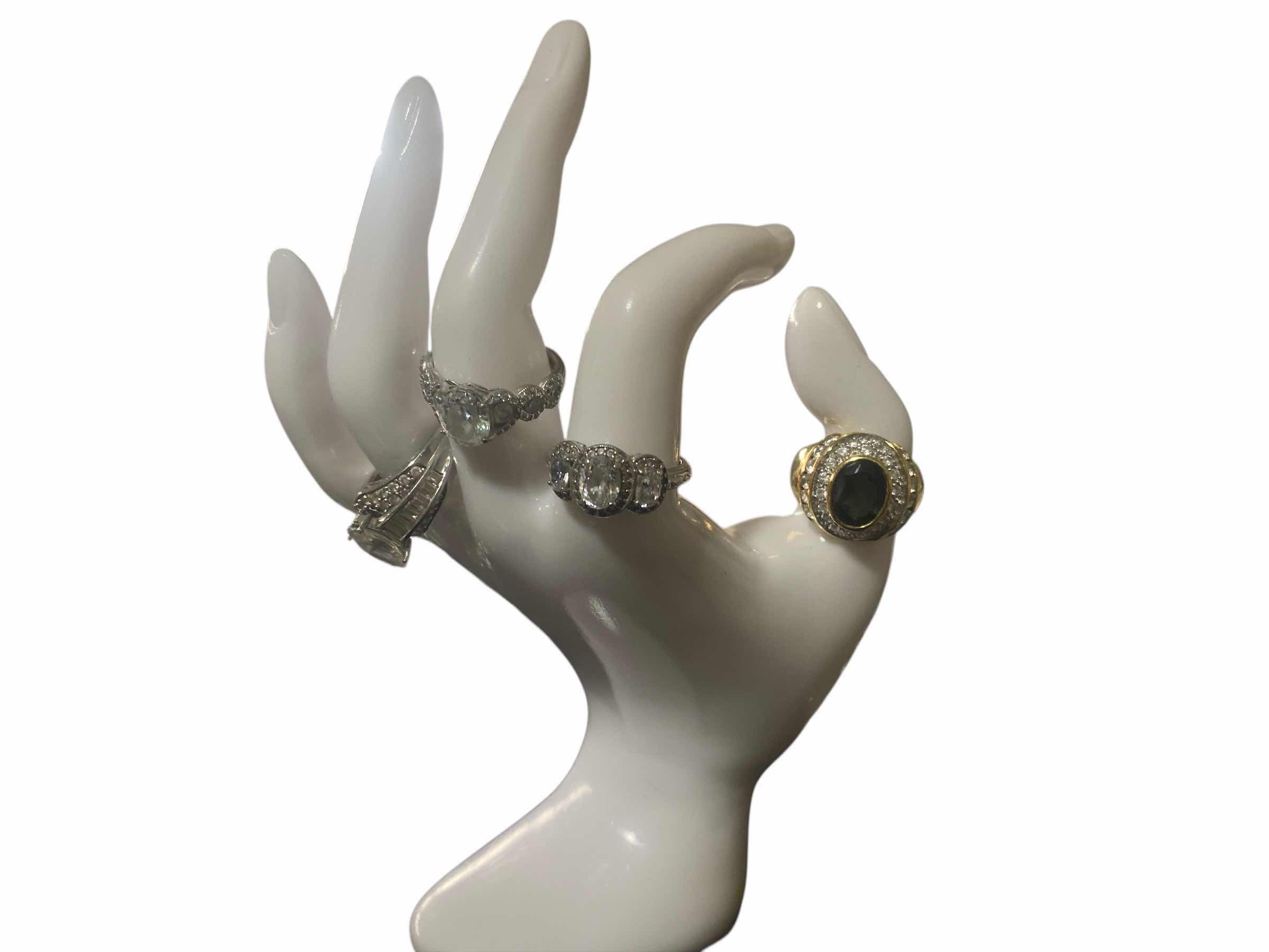 Photo 1 of 4 - 925 STERLING SILVER RINGS WITH FAUX STONES SIZE 9