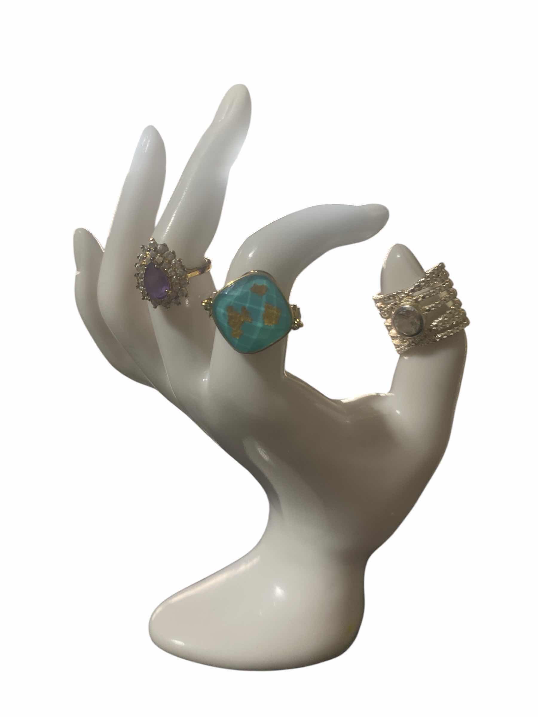 Photo 1 of 3 - 925 STERLING SILVER RINGS WITH FAUX STONES SIZE 7 to 8