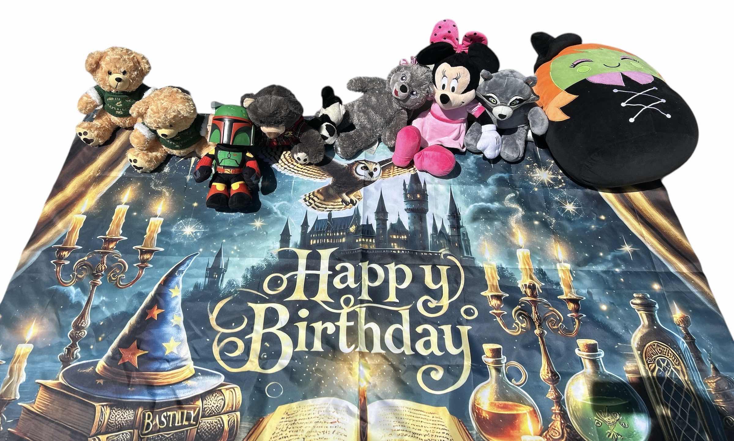 Photo 1 of HARRY POTTER BIRTHDAY BANNER AND STUFFED ANIMALS