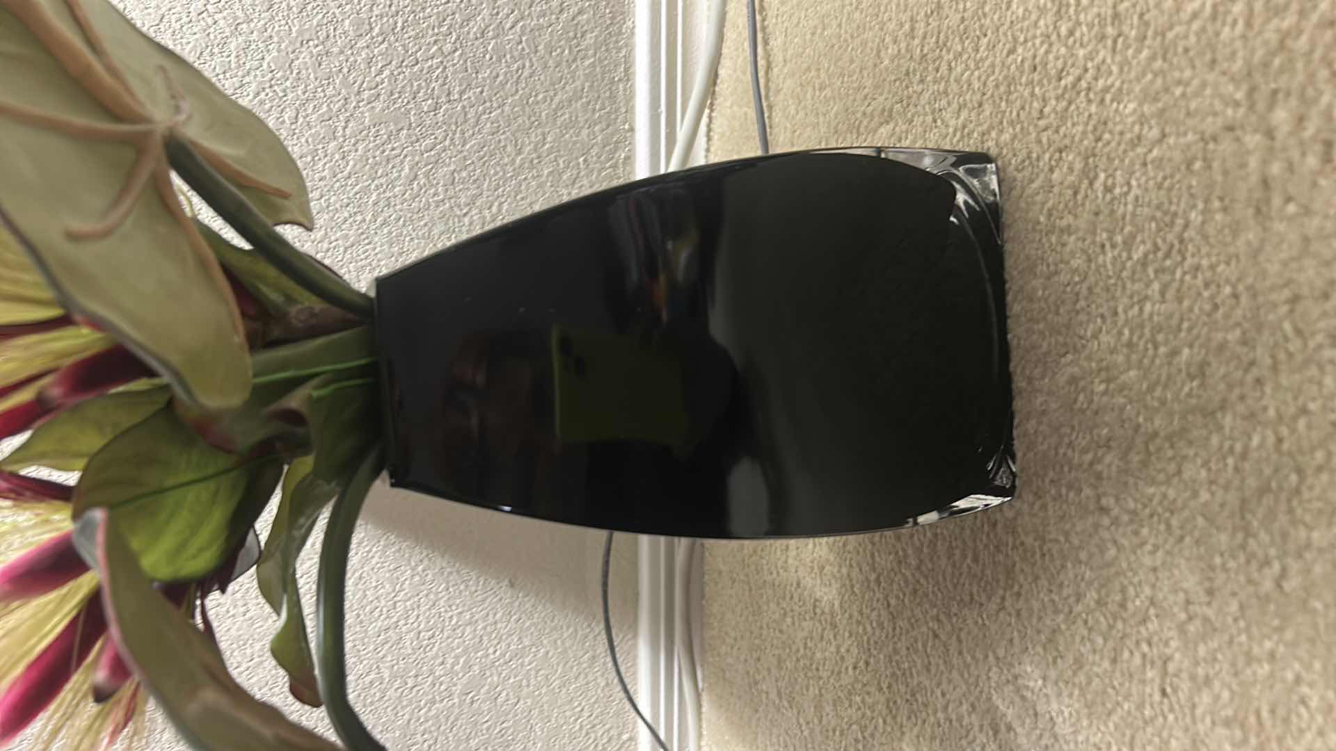 Photo 3 of BLACK GLASS VASE WITH FAUX PLANT H22”