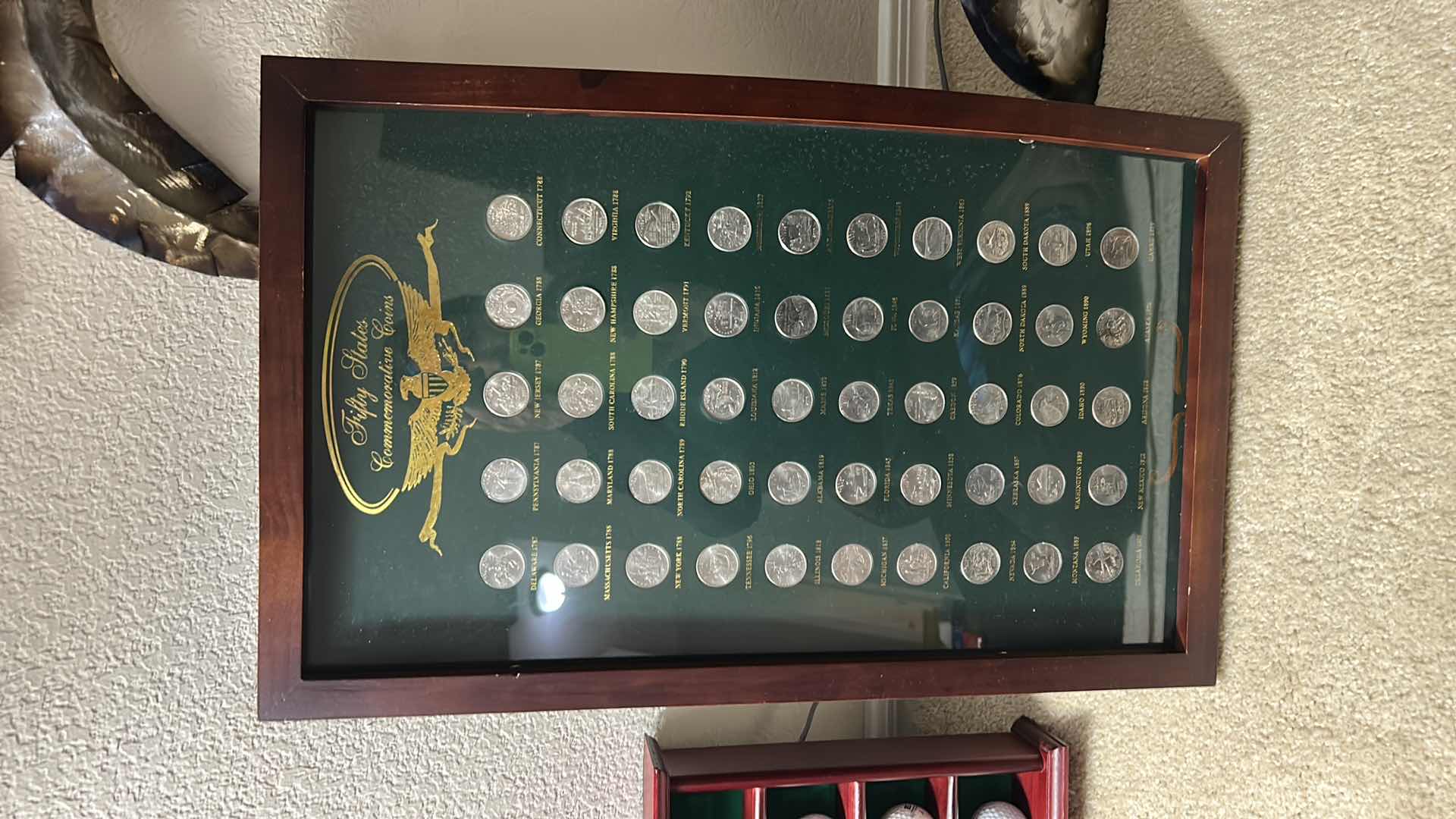 Photo 1 of FIFTY STATES COMMEMORATIVE COIN SHADOW BOX 13” x H21”