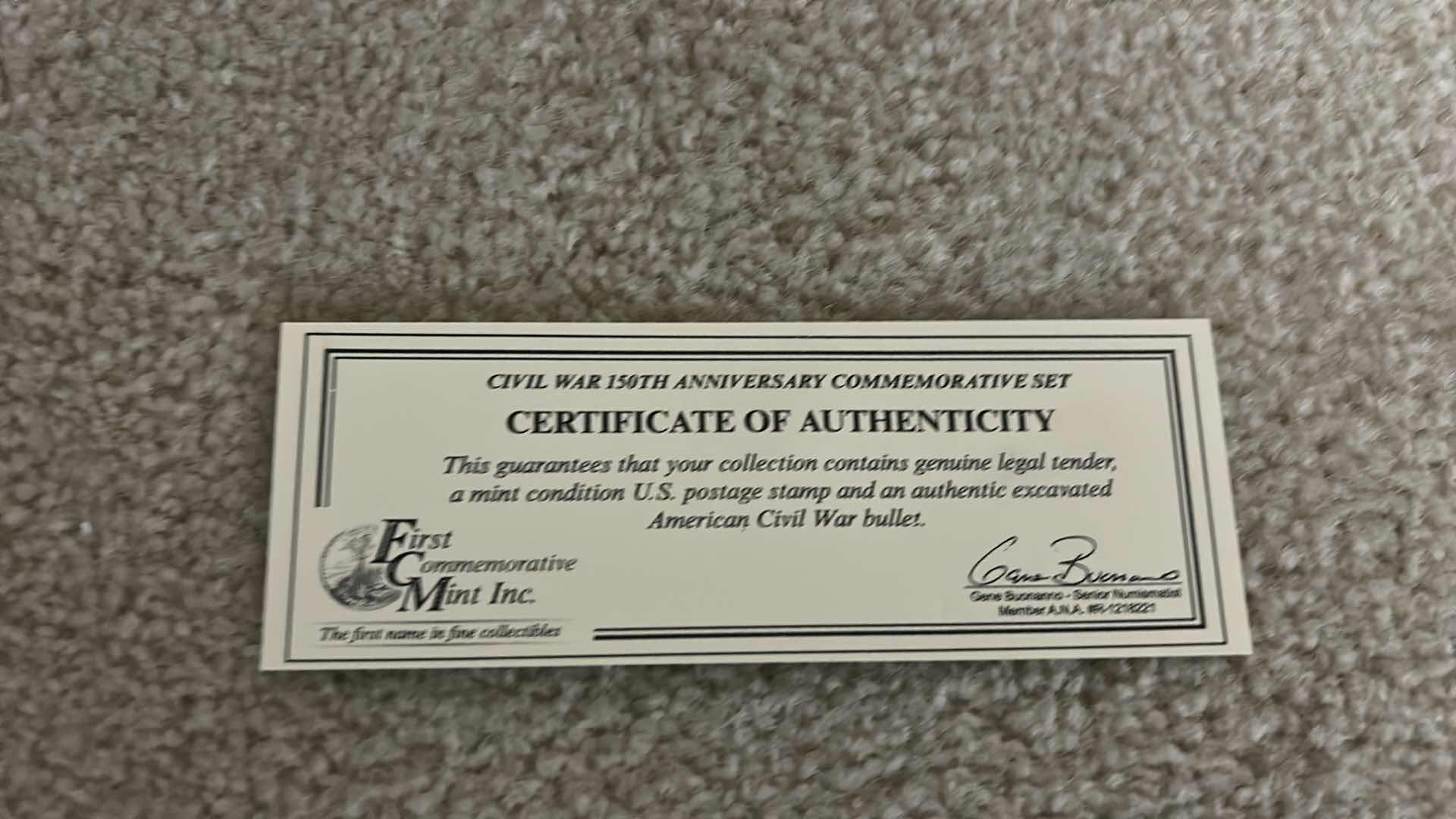 Photo 2 of CIVIL WAR 150TH ANNIVERSARY COMMEMORATIVE SET COA