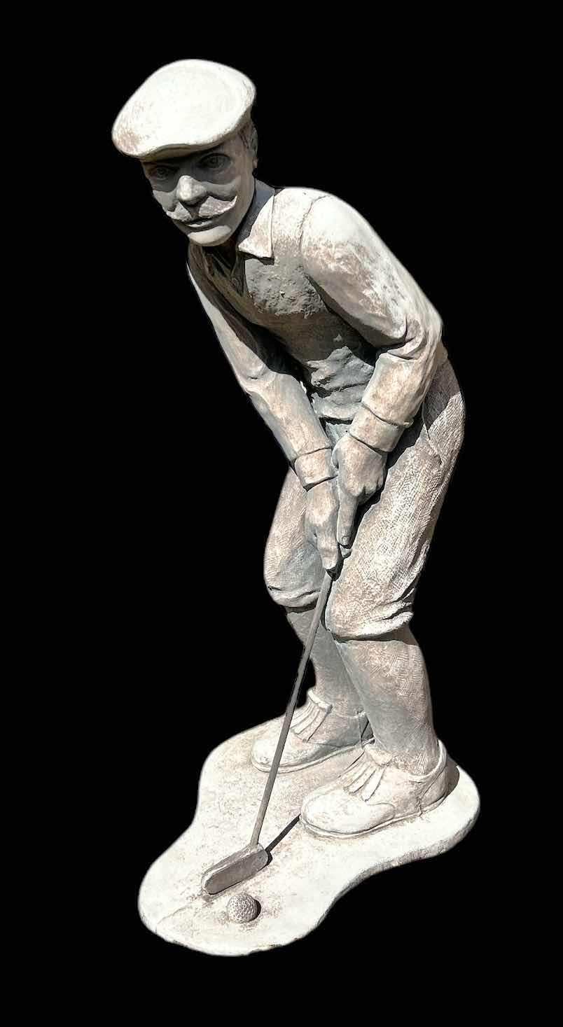 Photo 1 of HEAVY CONCRETE/PLASTER GOLFER YARD SCULPTURE H33”