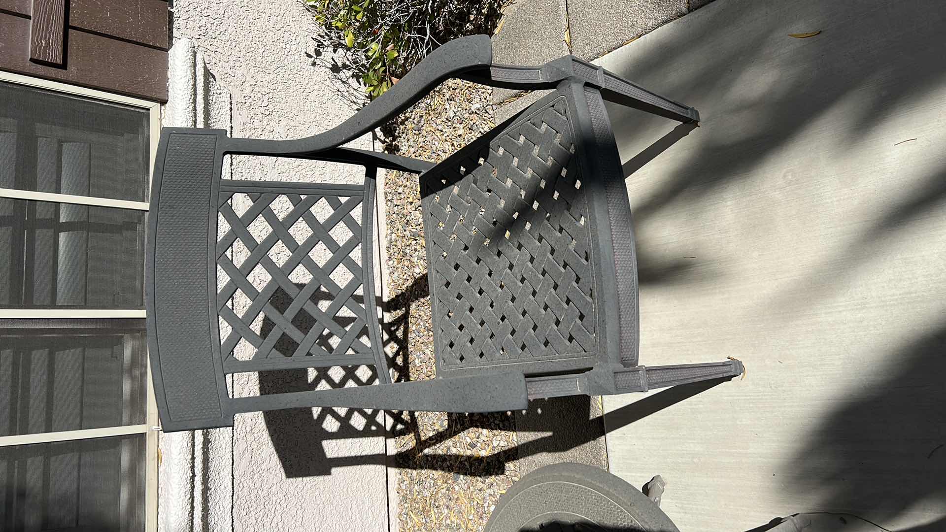 Photo 1 of 2 HEAVY METAL OUTDOOR PATIO CHAIRS H37” & TABLE 30” x 29”