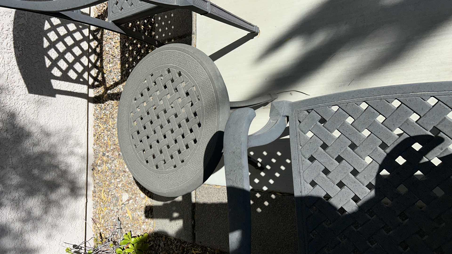 Photo 1 of 2 HEAVY METAL OUTDOOR PATIO CHAIRS H37” & TABLE 30” x 29”