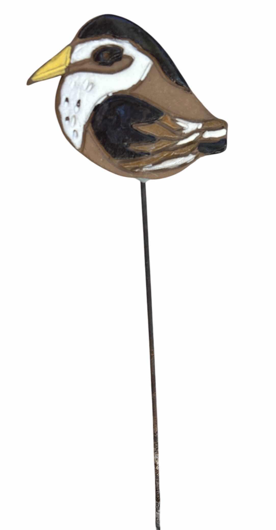 Photo 1 of OUTDOOR DECOR- PAINTED GLAZED POTTERY BIRD ON MOST H28”