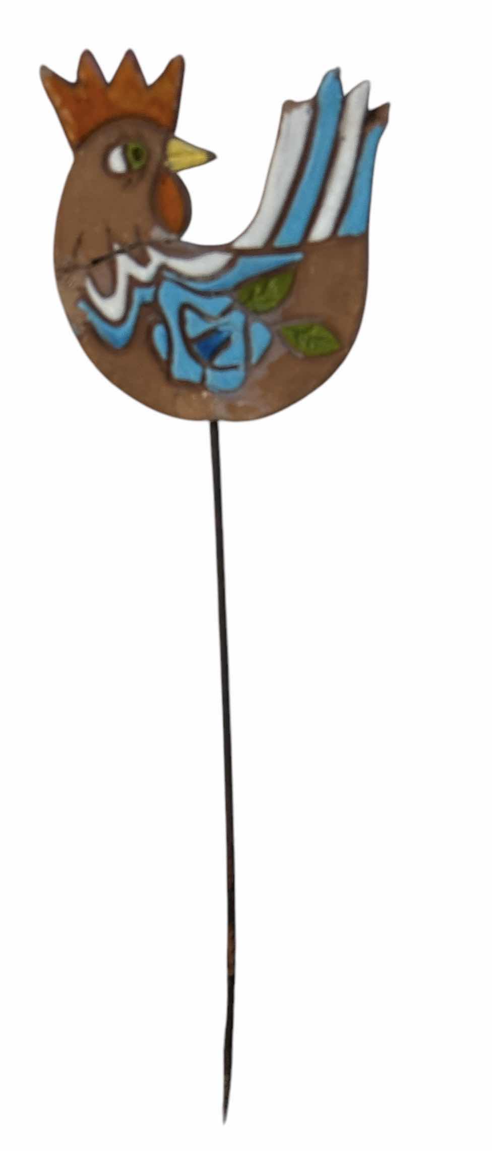 Photo 1 of OUTDOOR DECOR- PAINTED GLAZED POTTERY BIRD ON MOST H28”