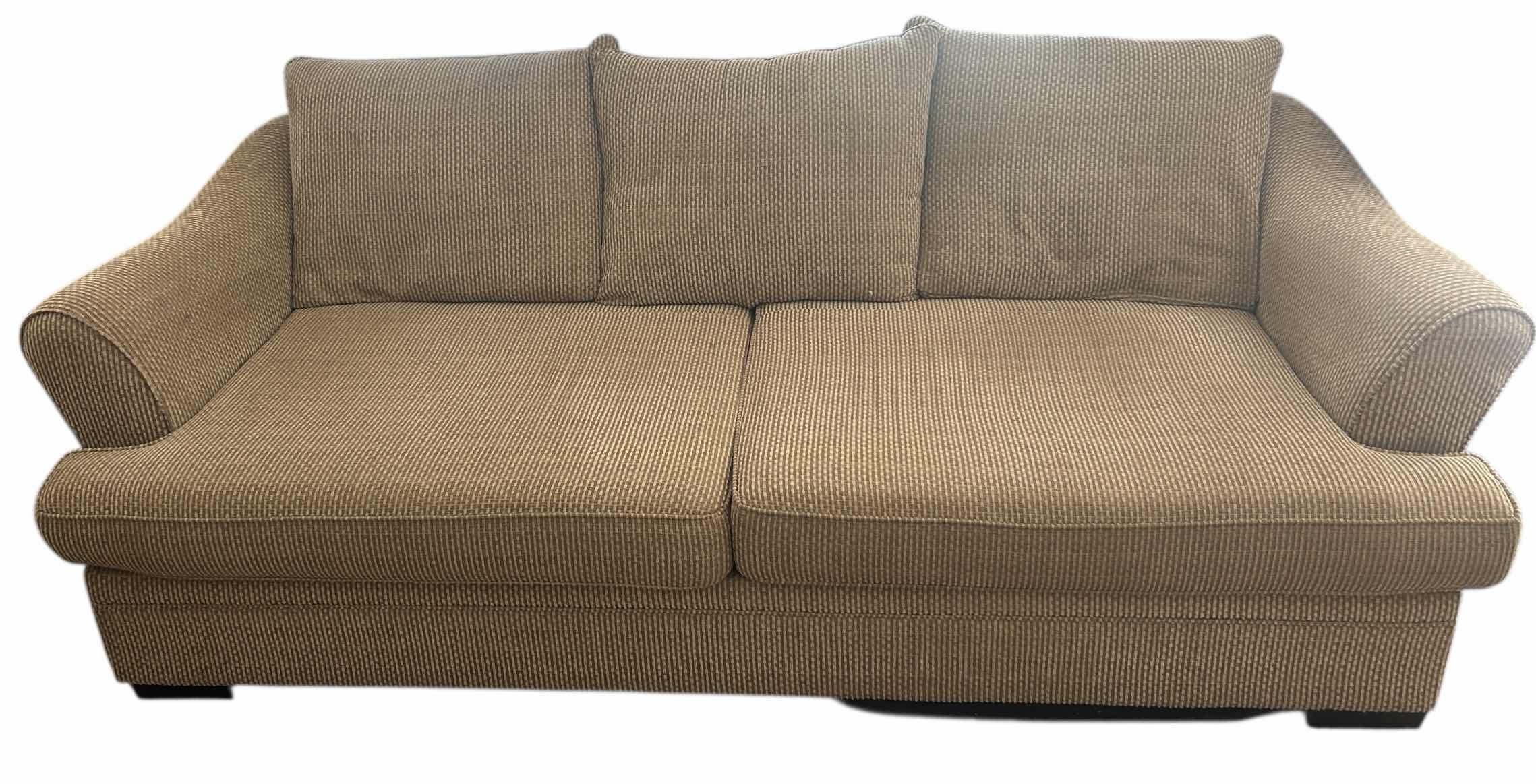 Photo 1 of 8’ BEIGE UPHOLSTERED SOFA