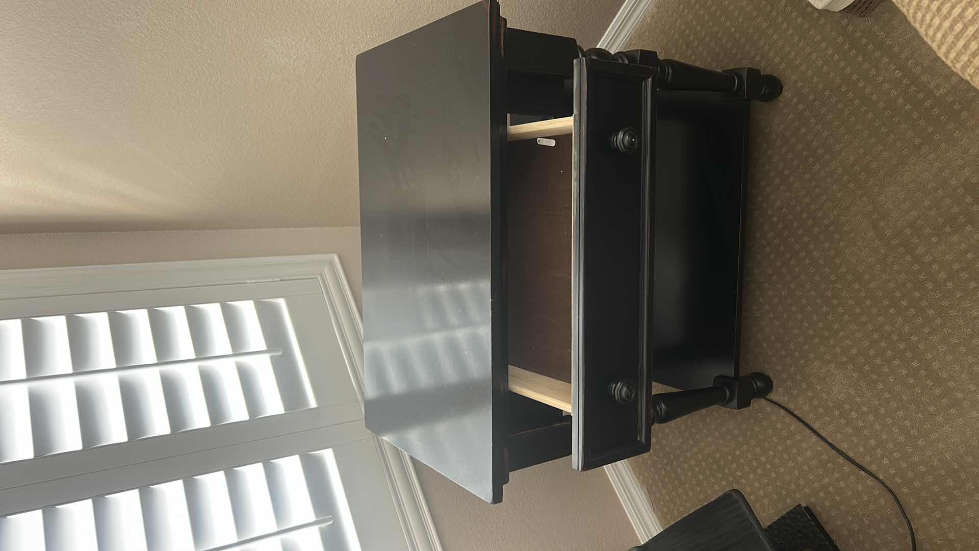Photo 1 of BLACK WOOD NIGHTSTAND SIDE TABLE 29” x 18” x H29 1/2”