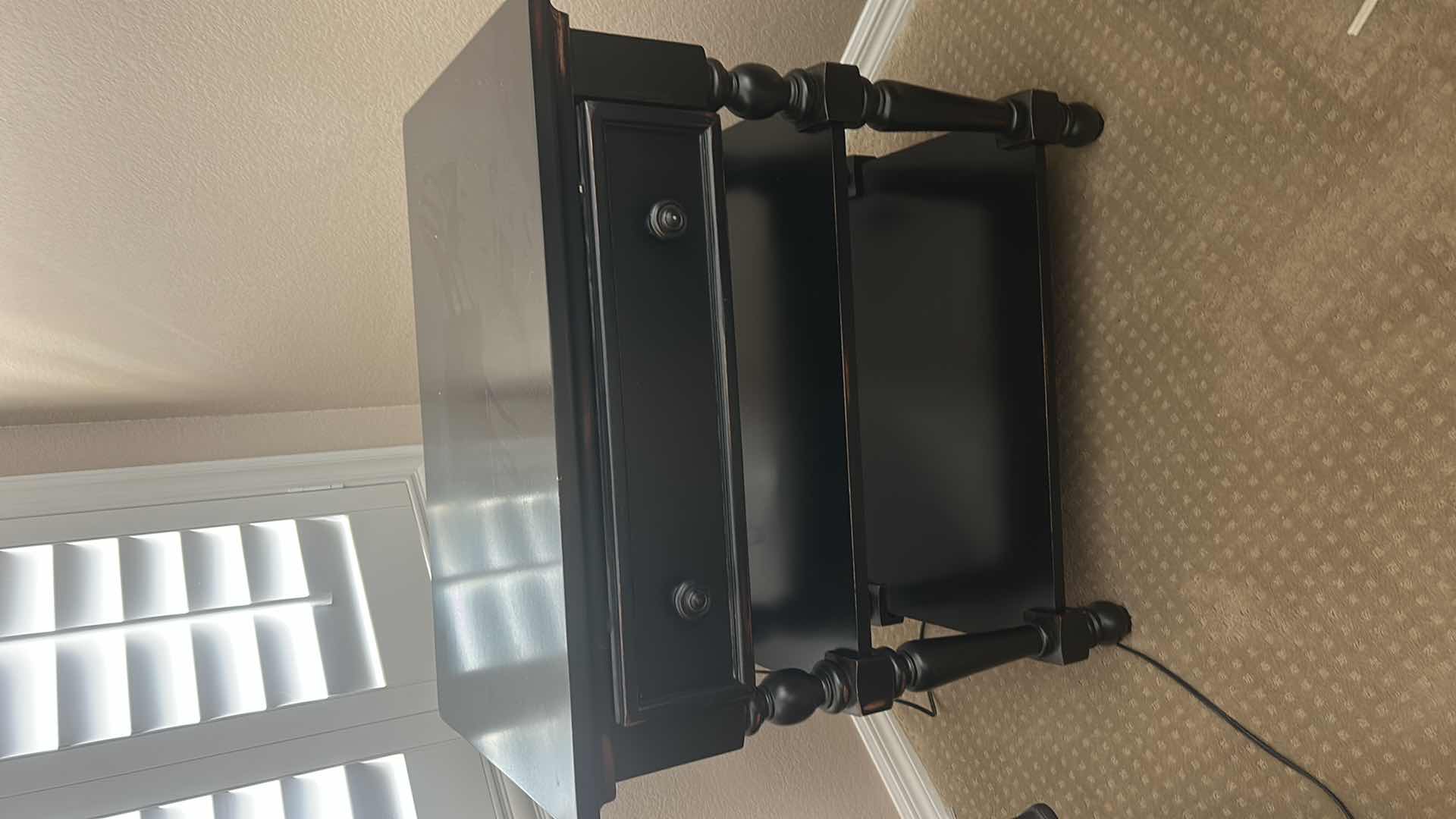 Photo 1 of BLACK WOOD NIGHTSTAND SIDE TABLE 29” x 18” x H29 1/2”