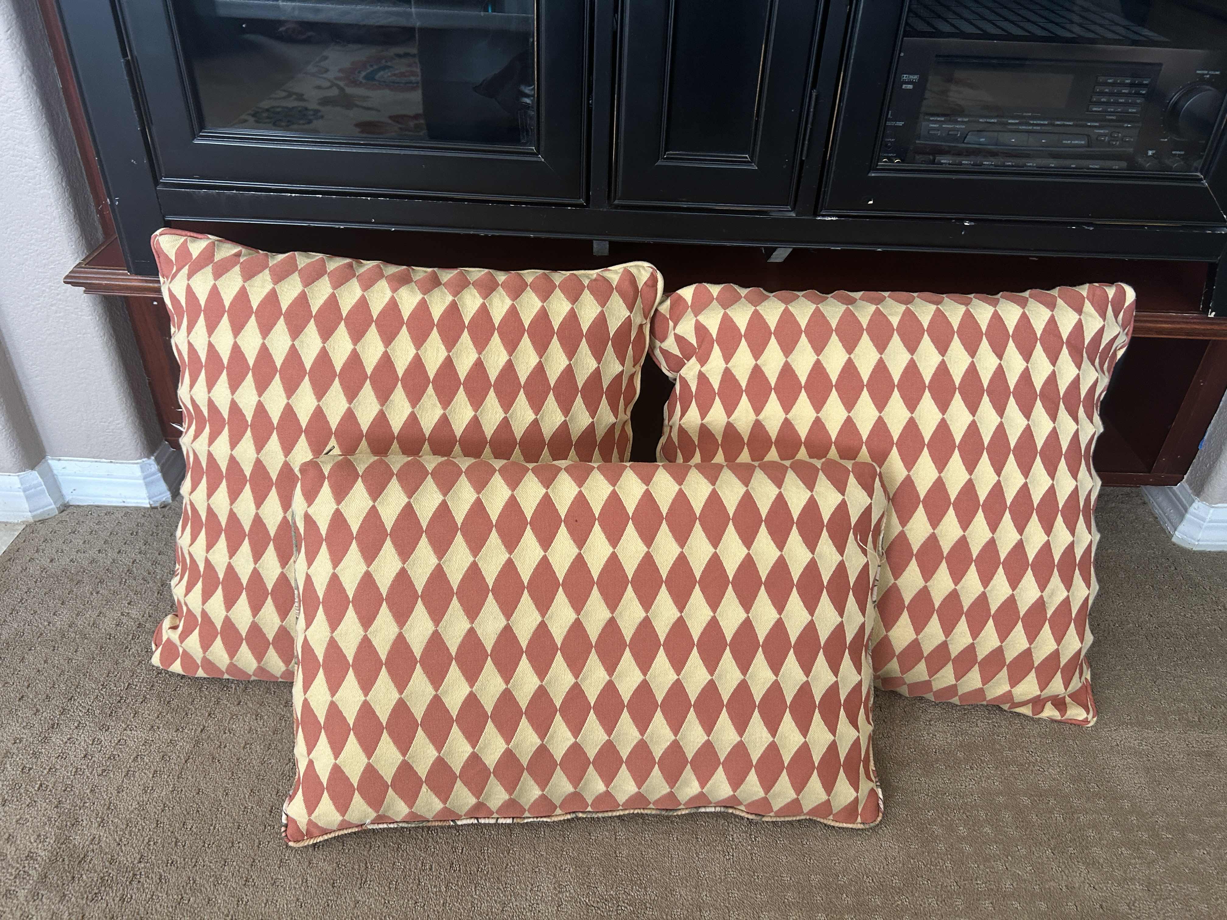 Photo 1 of 3-DIAMOND DESIGN ACCENT PILLOWS (LARGEST 22” x 22”)