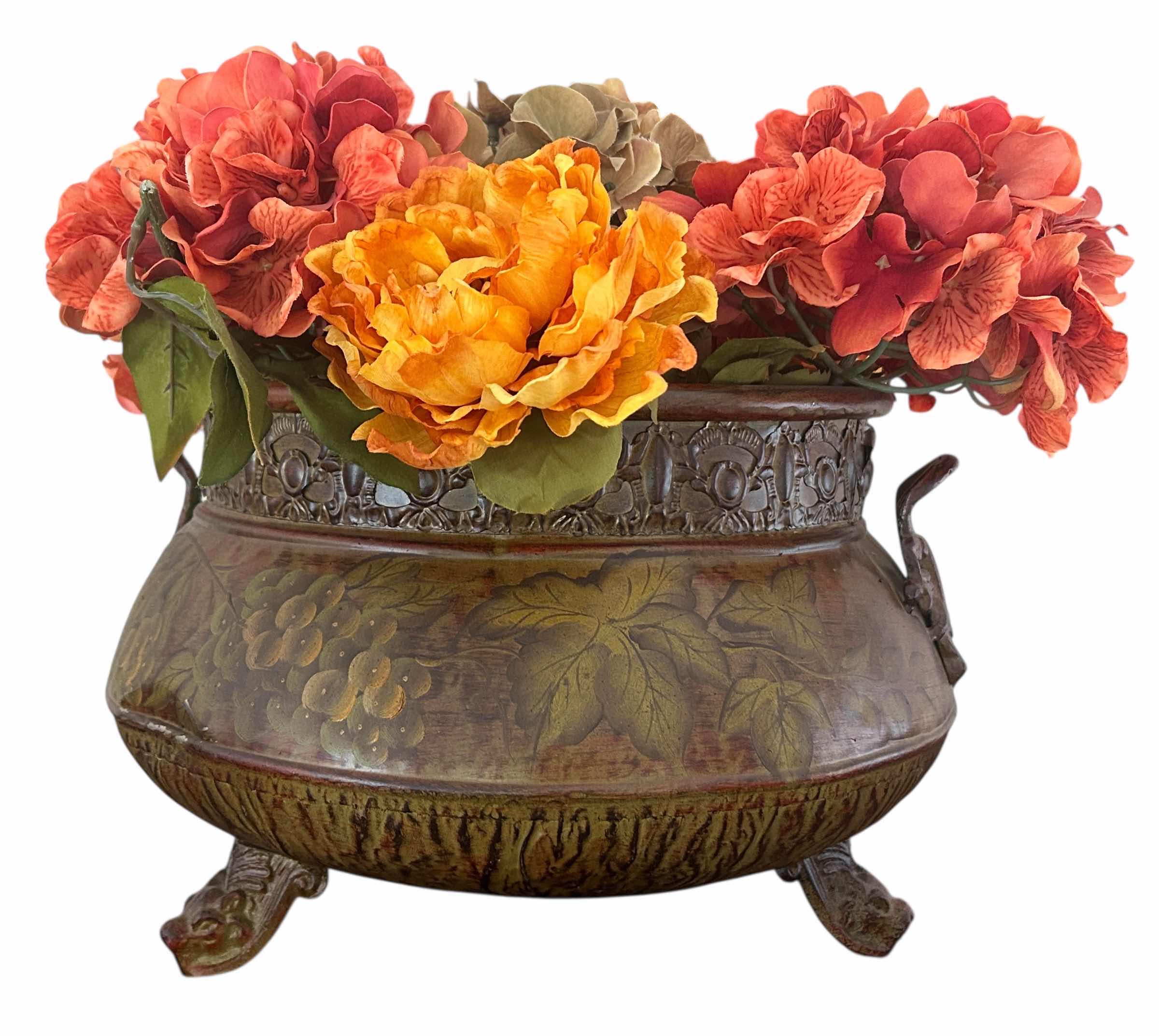 Photo 1 of METAL POT 16” x 9” WITH FAUX FLORAL