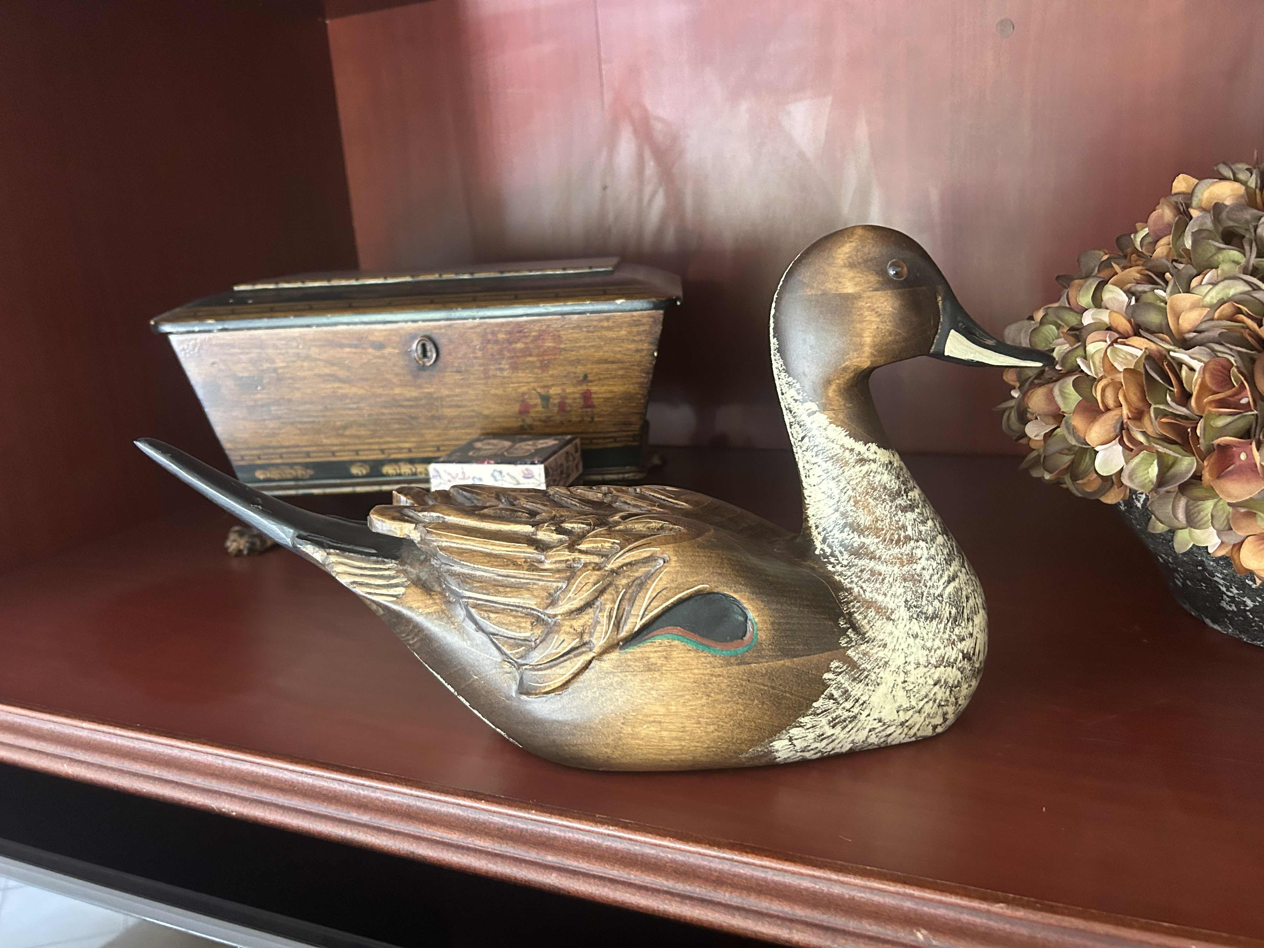 Photo 1 of  WOODED DECOY DUCK-SIGNED  16 1/2“ x H9“