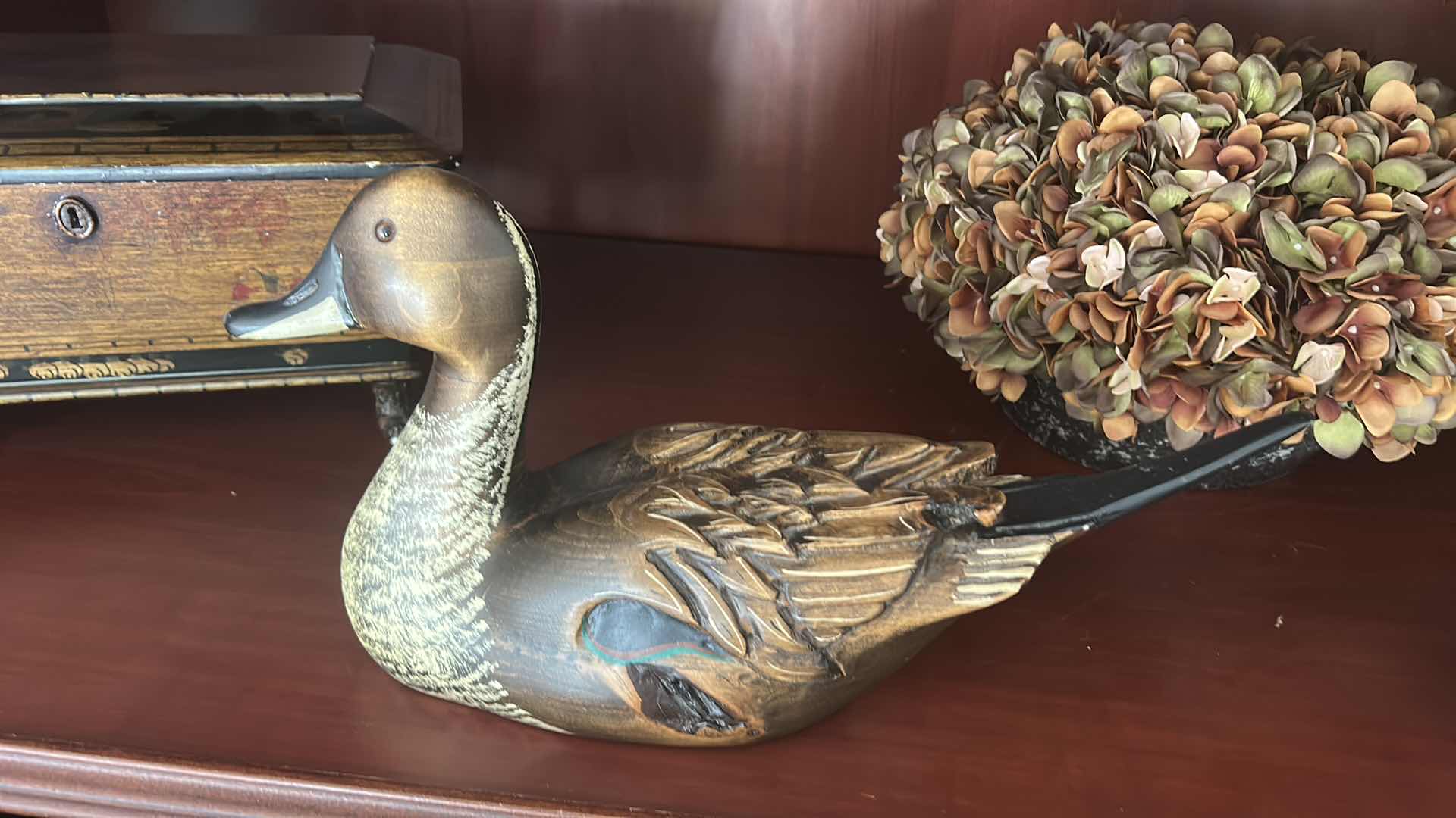 Photo 1 of  WOODED DECOY DUCK-SIGNED  16 1/2“ x H9“