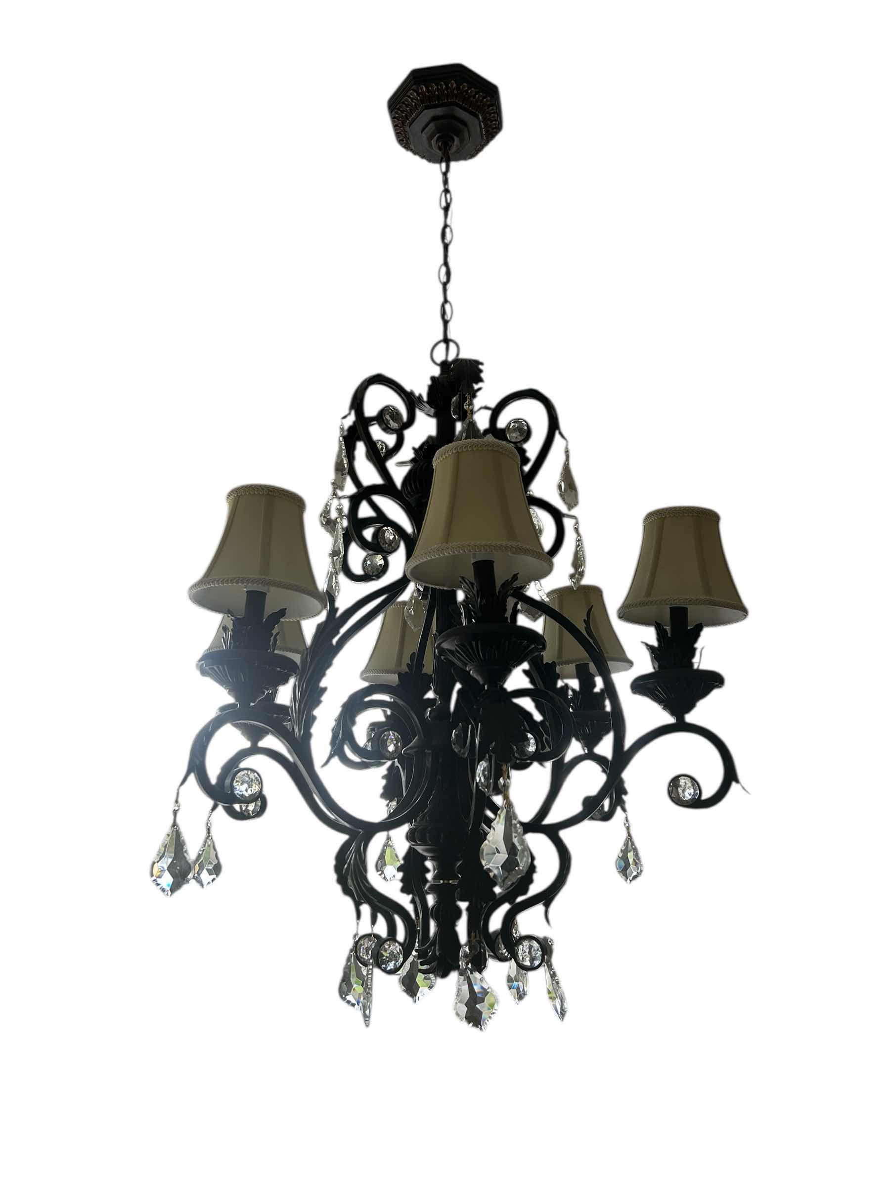 Photo 1 of 6 ARM IRON CHANDELIER LIGHT FIXTURE W SHADES  33” x H3’