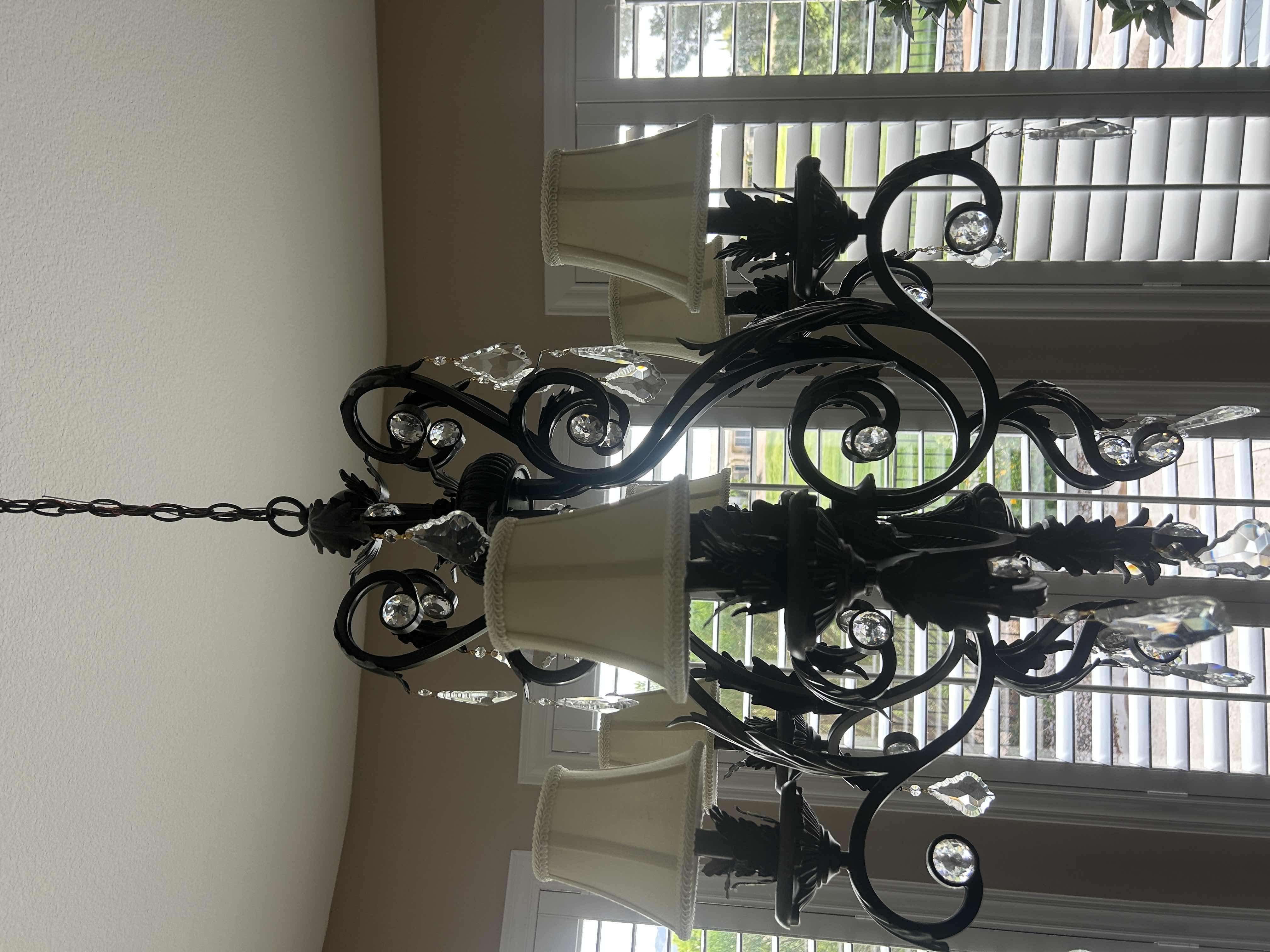 Photo 1 of 6 ARM IRON CHANDELIER LIGHT FIXTURE W SHADES  33” x H3’