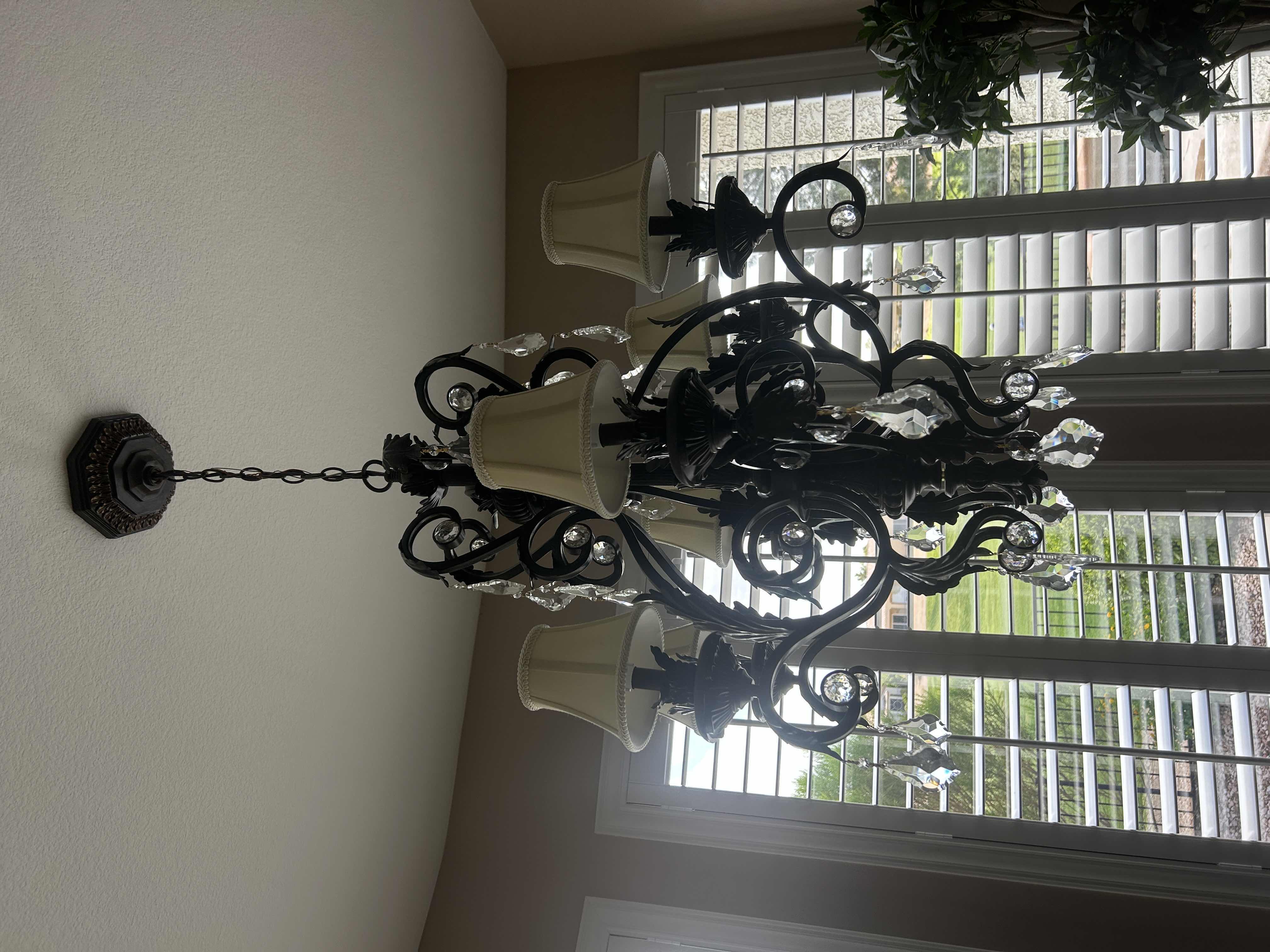 Photo 1 of 6 ARM IRON CHANDELIER LIGHT FIXTURE W SHADES  33” x H3’