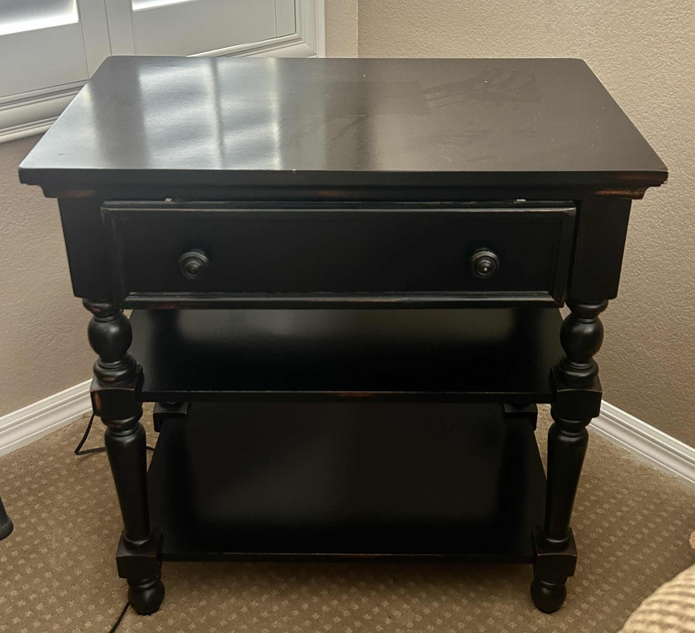 Photo 1 of BLACK WOOD NIGHTSTAND END TABLE 29” x 18” x H29 1/2”