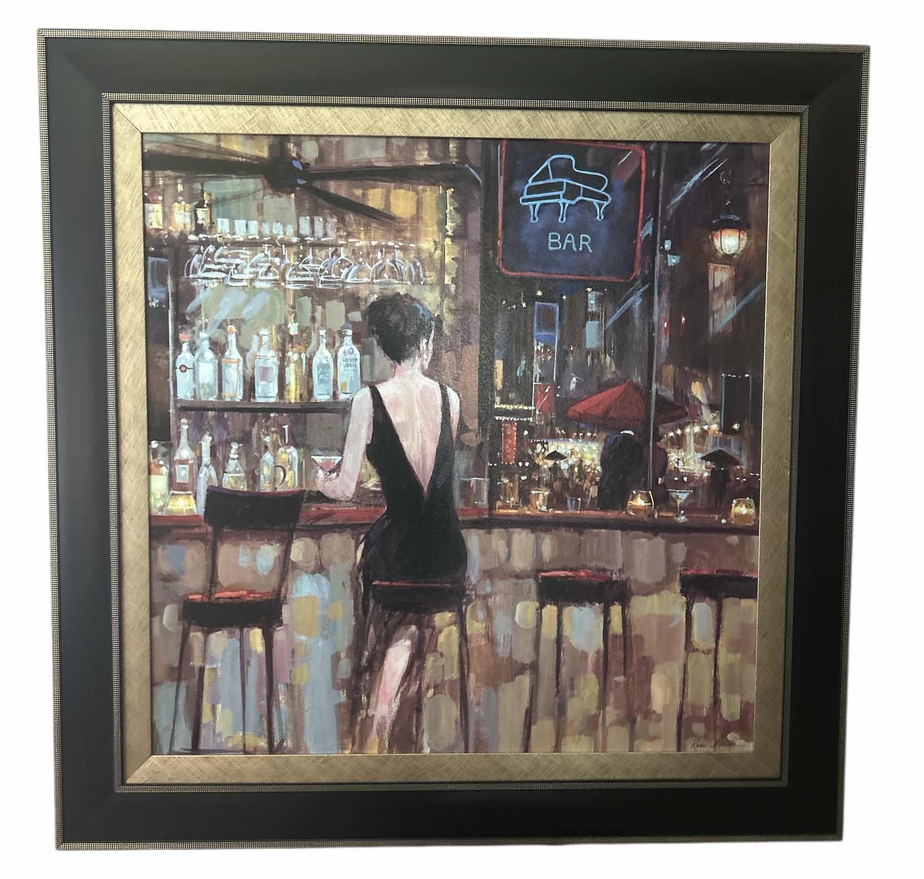 Photo 1 of FRAMED “PIANO BAR” BY RUANE MANNING ARTWORK 38 1/2” x H38”