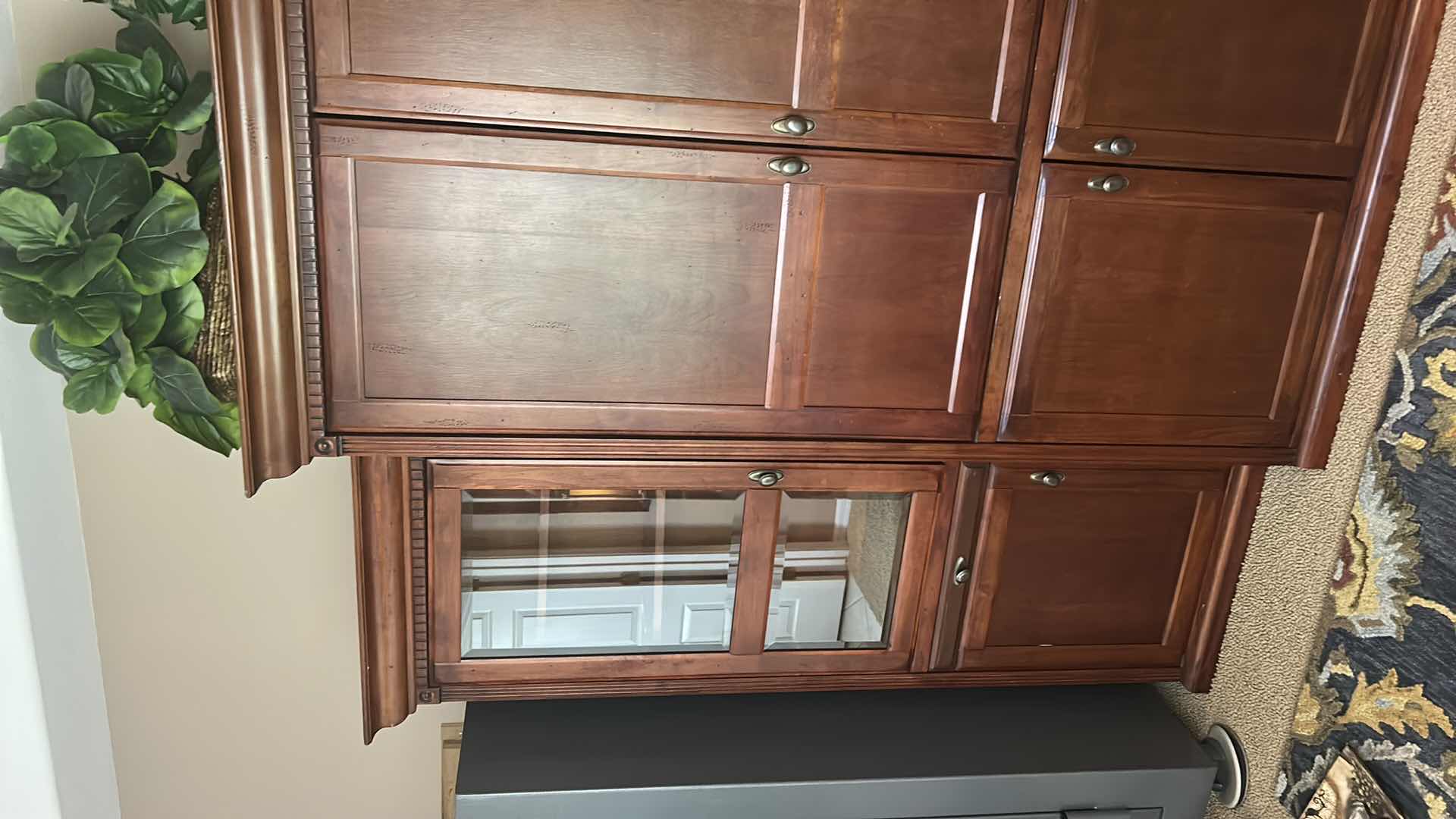 Photo 5 of 3 PCS- MAHOGANY WALL UNIT MEDIA CABINET  94” x 24” x 80”