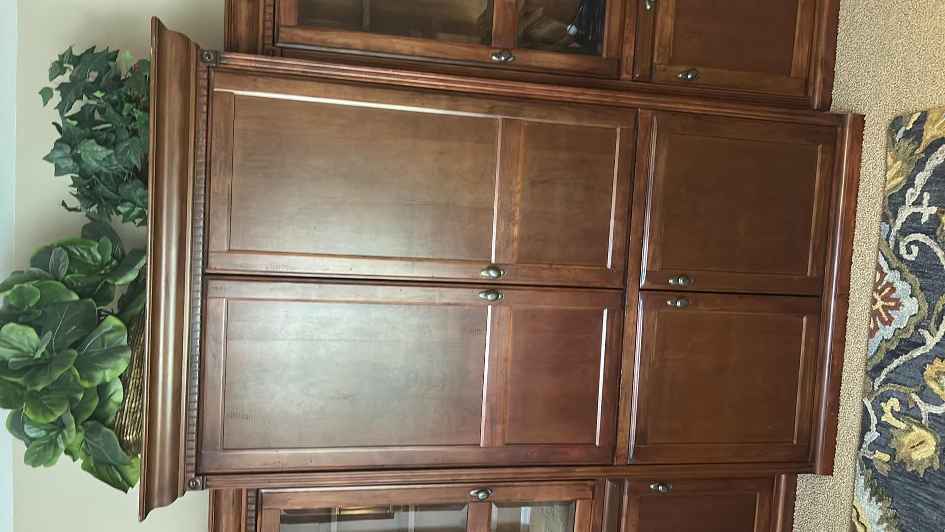 Photo 3 of 3 PCS- MAHOGANY WALL UNIT MEDIA CABINET  94” x 24” x 80”