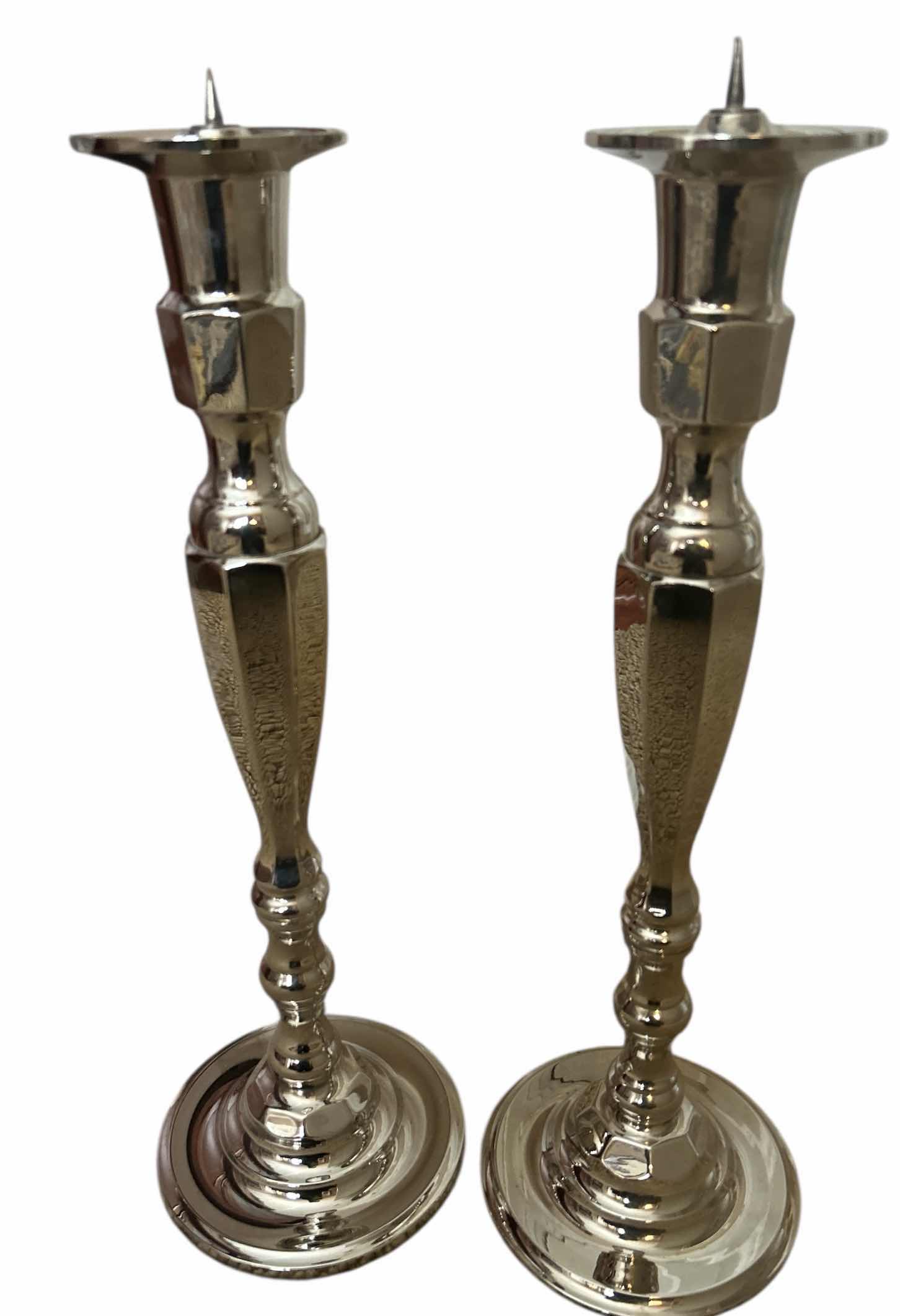 Photo 1 of 2 19” SILVER TONE CANDLESTICKS