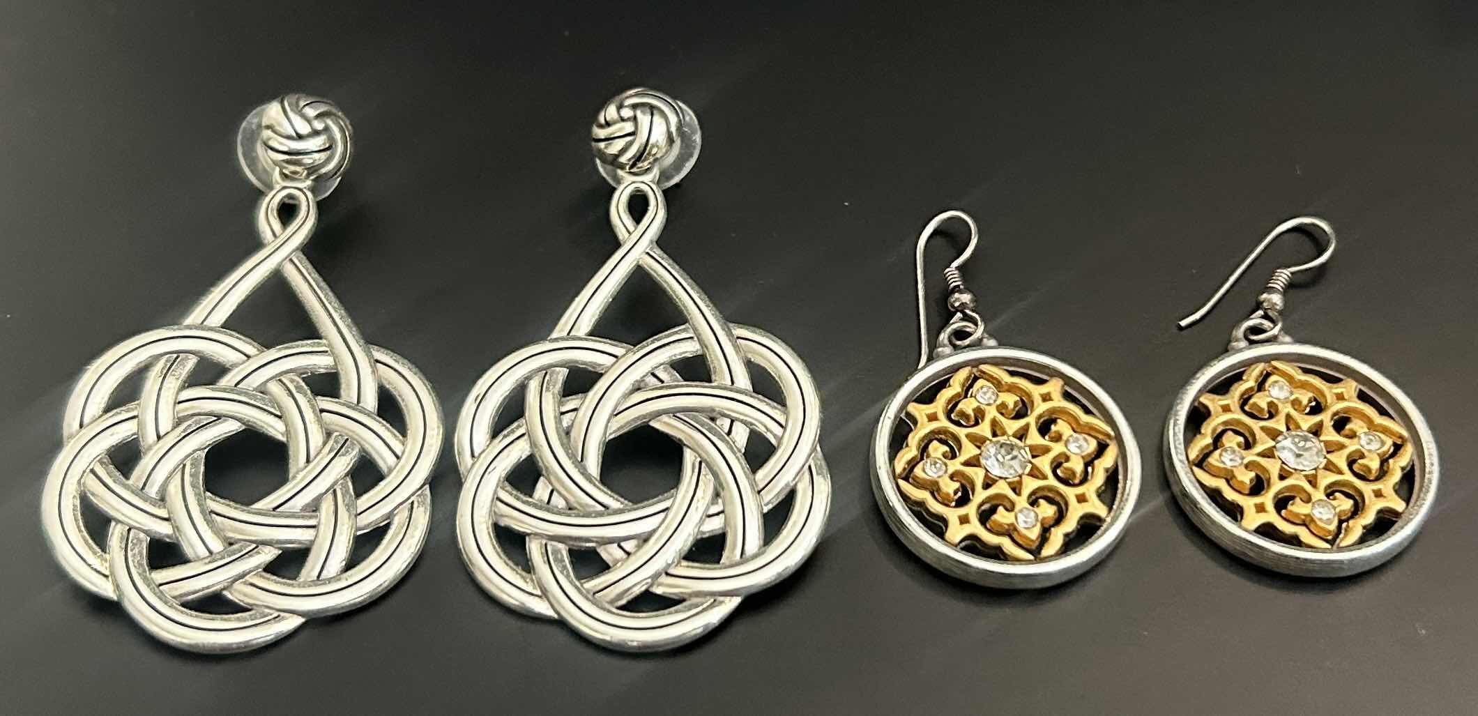 Photo 1 of 2 PAIRS-BRIGHTON DANGLING GOLD & SILVER TONE PIERCED EARRINGS