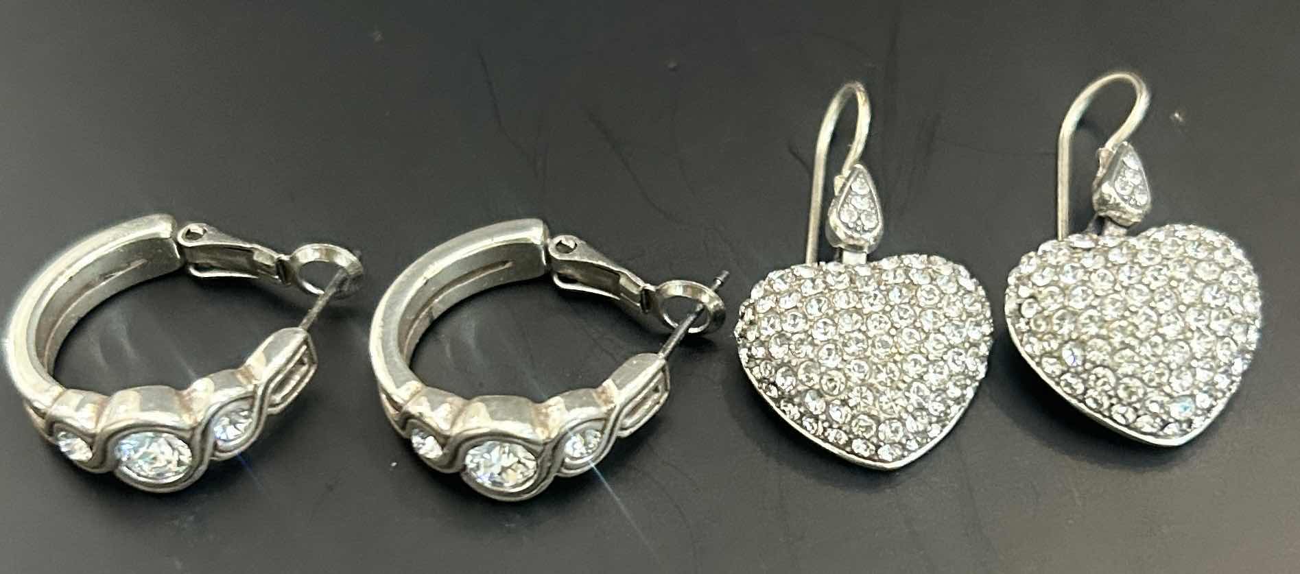 Photo 1 of 2 PRS-BRIGHTON SILVER-TONE W FAUX DIAMONDS EARRINGS