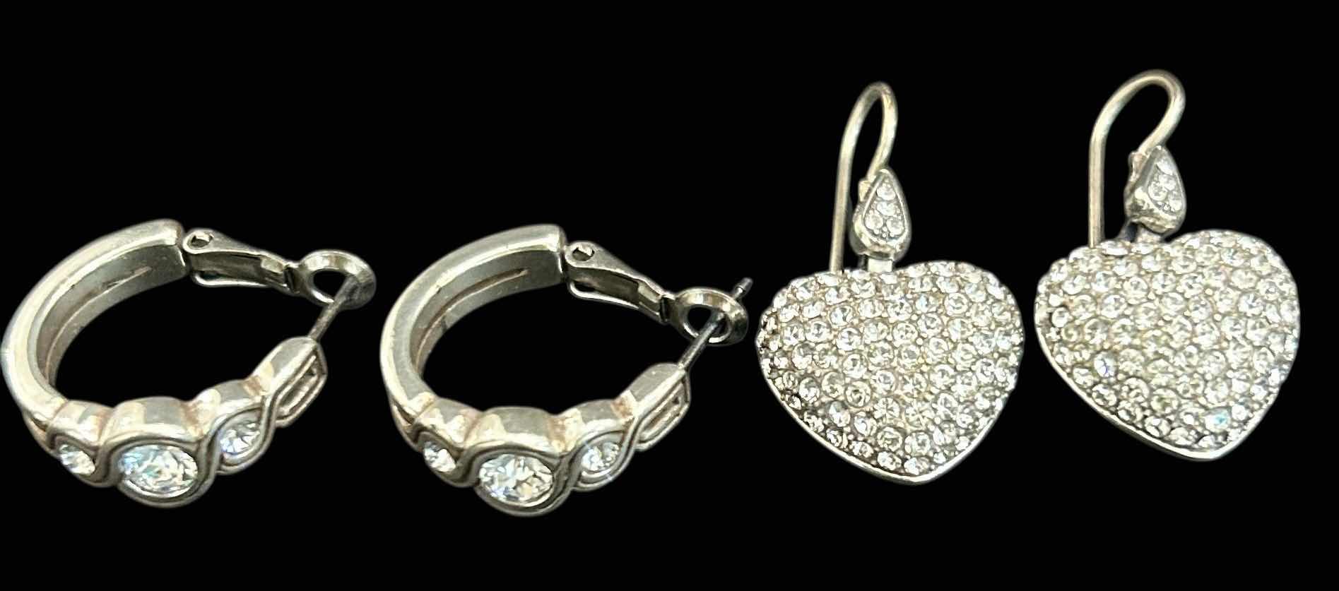 Photo 1 of 2 PRS-BRIGHTON SILVER-TONE W FAUX DIAMONDS EARRINGS