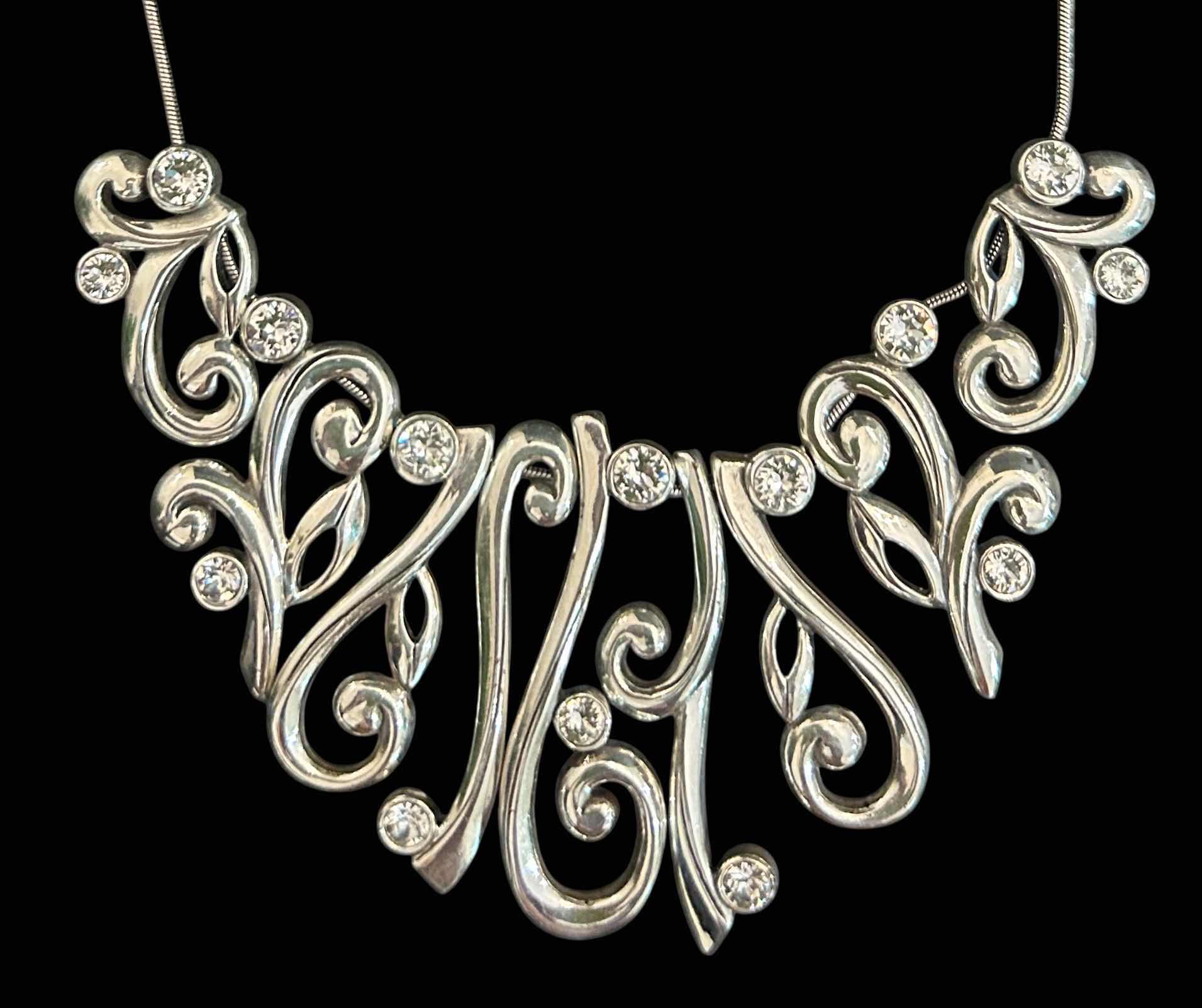 Photo 1 of BRIGHTON 17" SILVER-TONE W FAUX DIAMONDS NECKLACE 