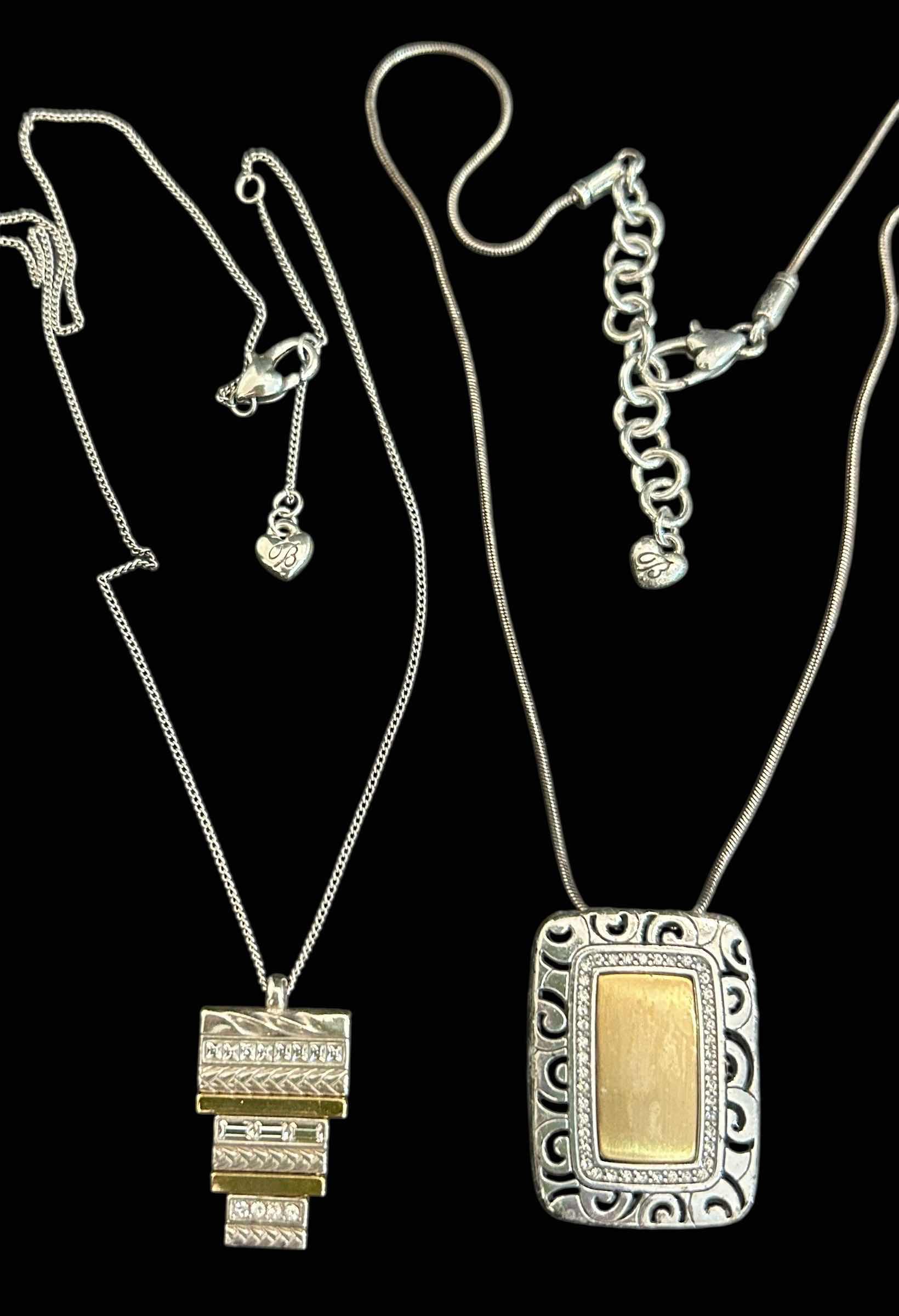 Photo 1 of 2-BRIGHTON 16" SILVER-TONE NECKLACES (ONE PENDANT IS REVERSIBLE)