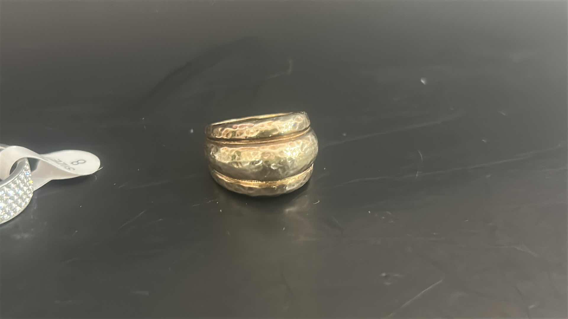 Photo 1 of 4-GOLD & SILVER TONE W FAUX GEMSTONE RINGS (APPROX SIZE 7-8) 