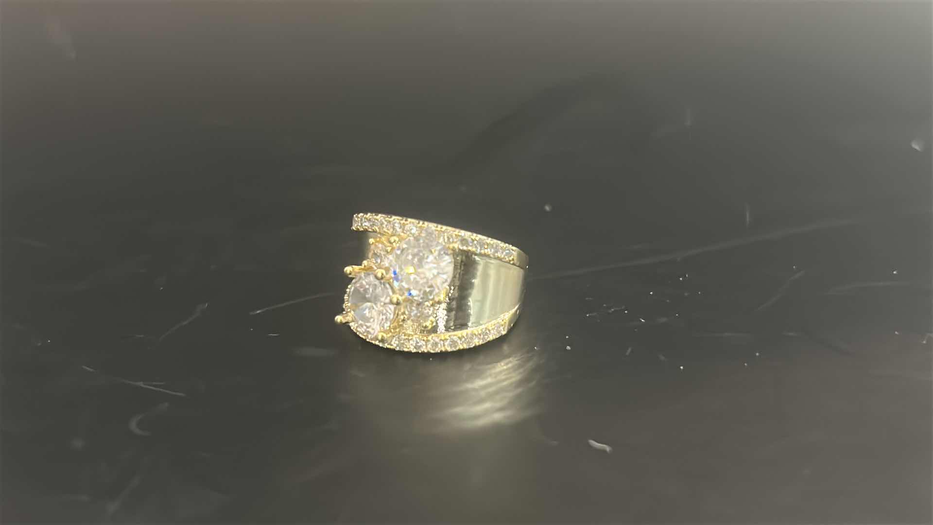 Photo 1 of 4-GOLD & SILVER TONE W FAUX GEMSTONE RINGS (APPROX SIZE 7-8) 