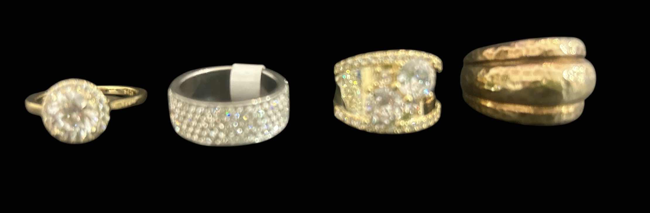Photo 1 of 4-GOLD & SILVER TONE W FAUX GEMSTONE RINGS (APPROX SIZE 7-8) 