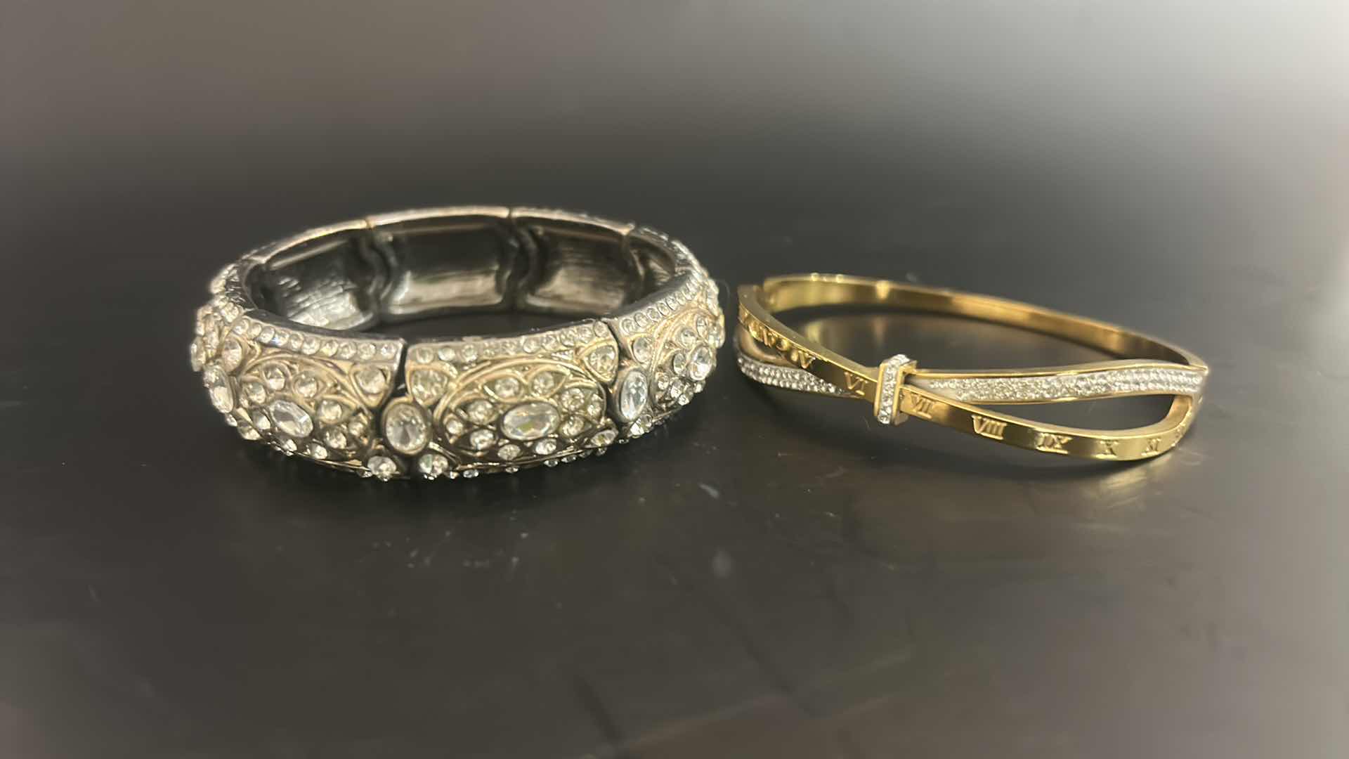 Photo 1 of 5-FAUX DIAMOND GOLD & SILVER TONE FASHION BRACELETS
