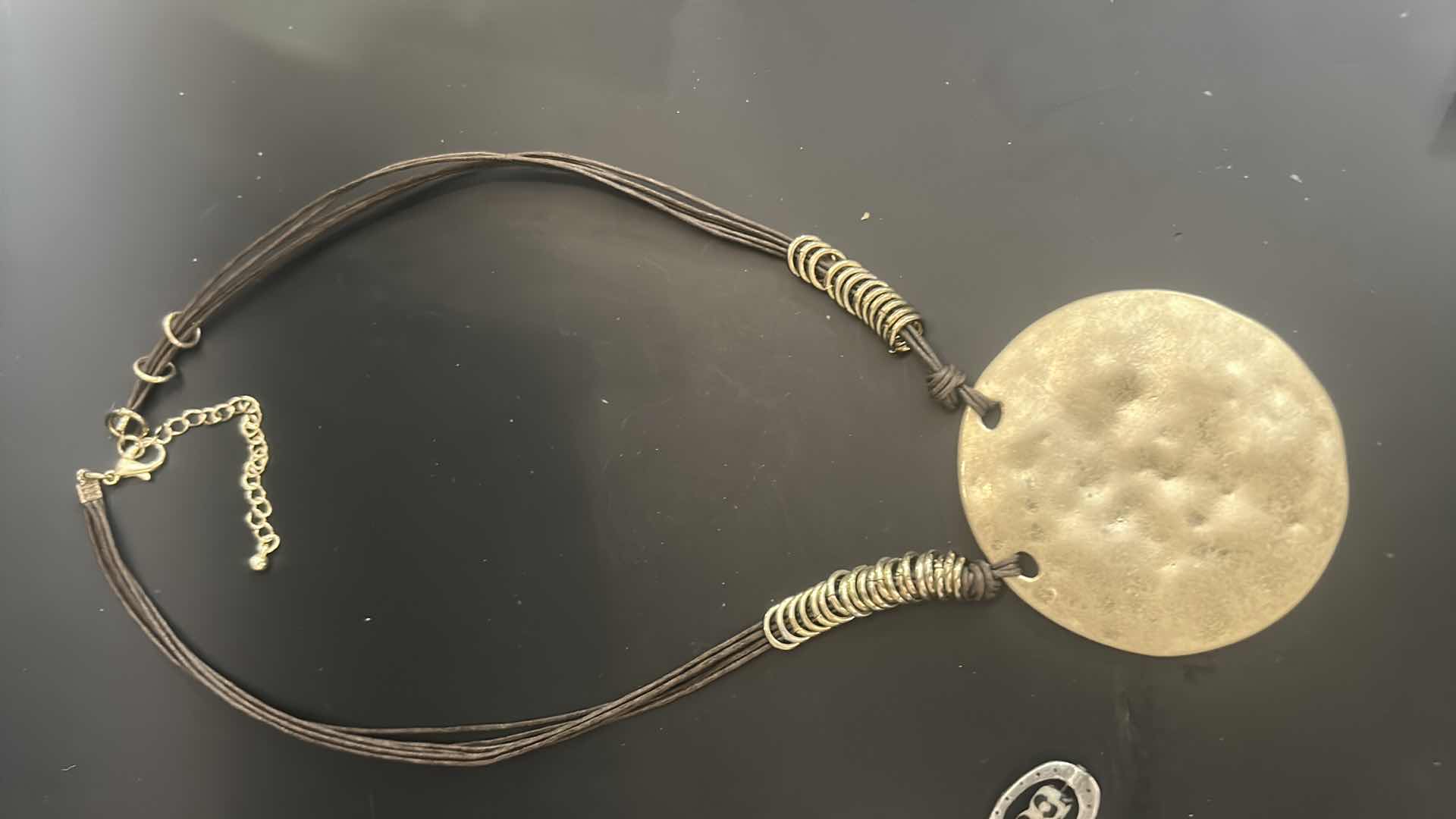 Photo 1 of 3-HAMMERED GOLD TONE SLIDE CHOKER NECKLACES