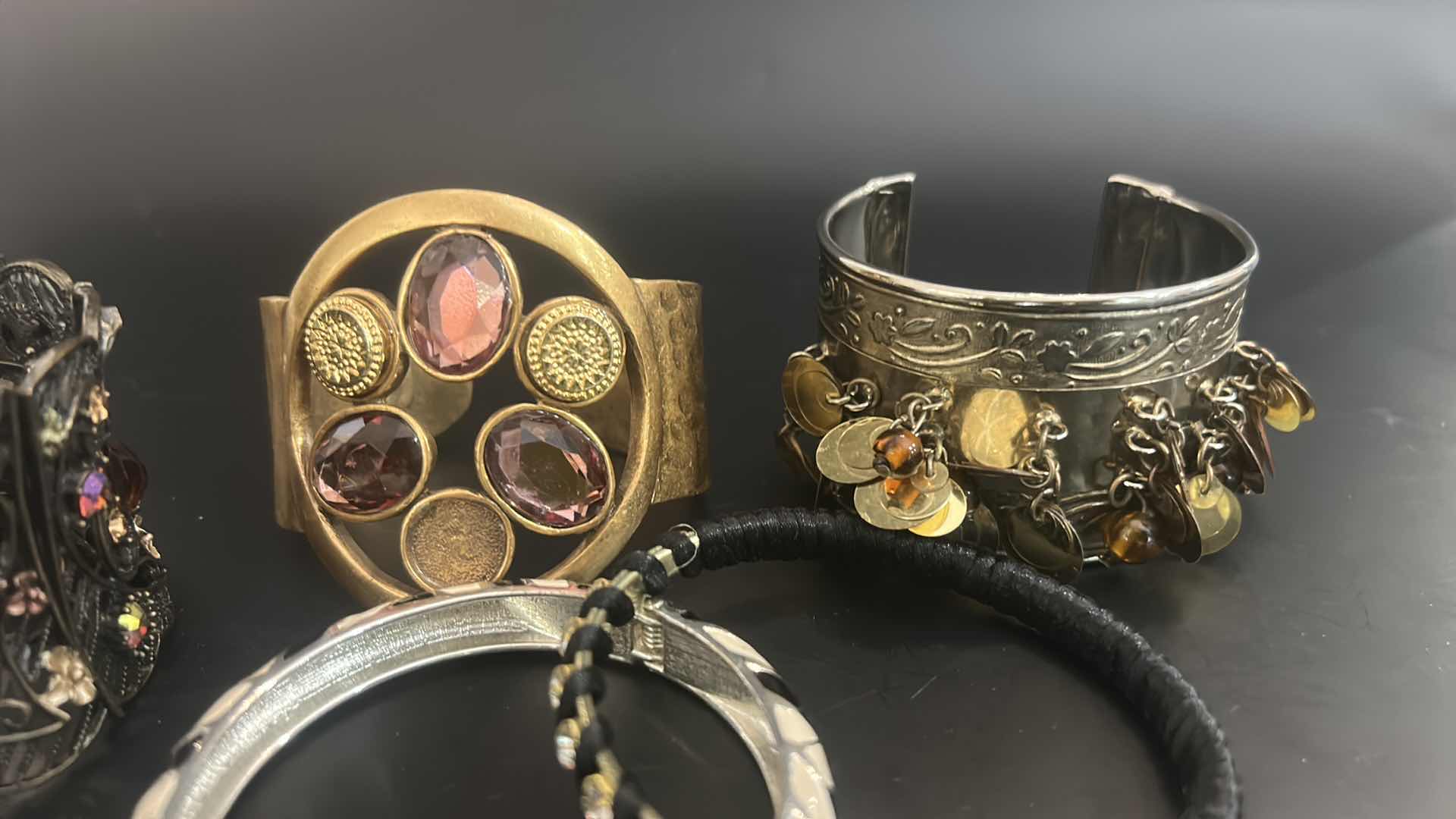 Photo 1 of 5-CHUNKY ORNATE METAL FASHION BRACELETS