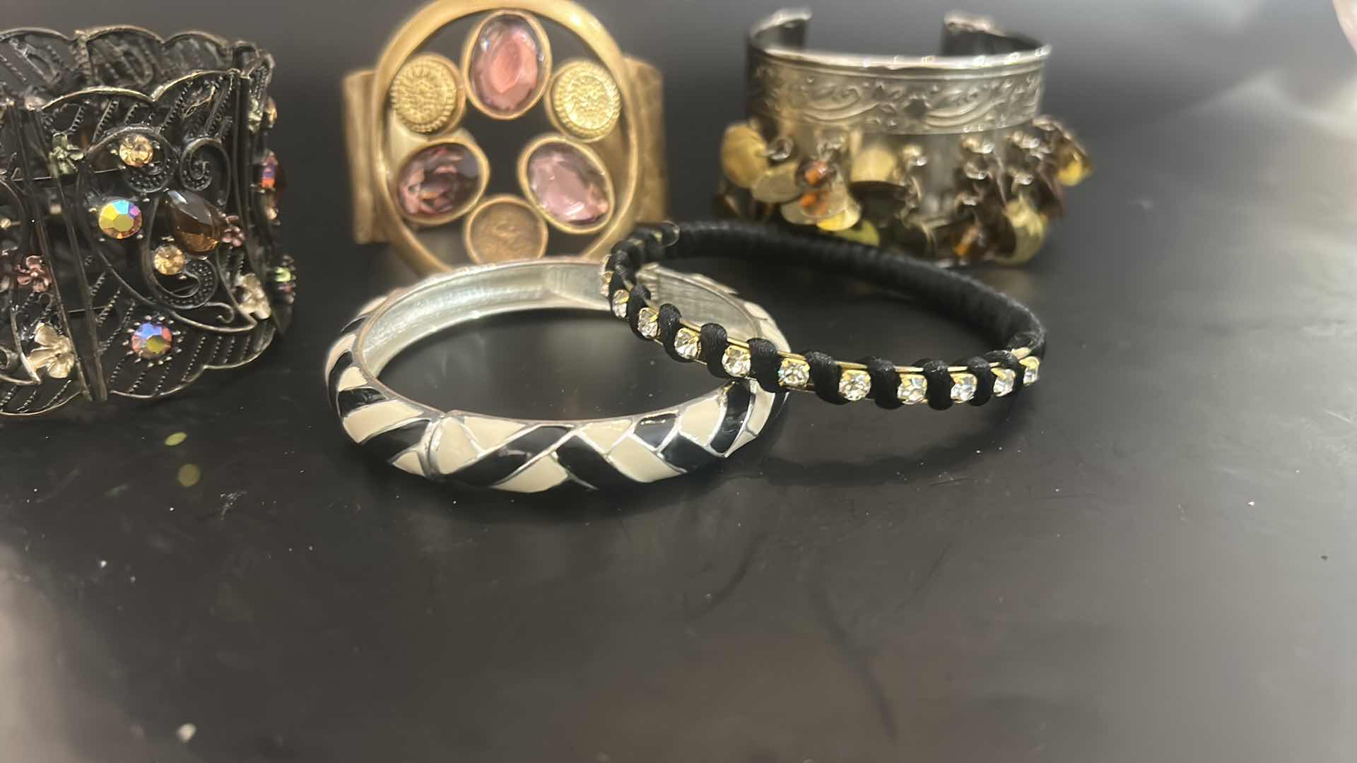 Photo 1 of 5-CHUNKY ORNATE METAL FASHION BRACELETS
