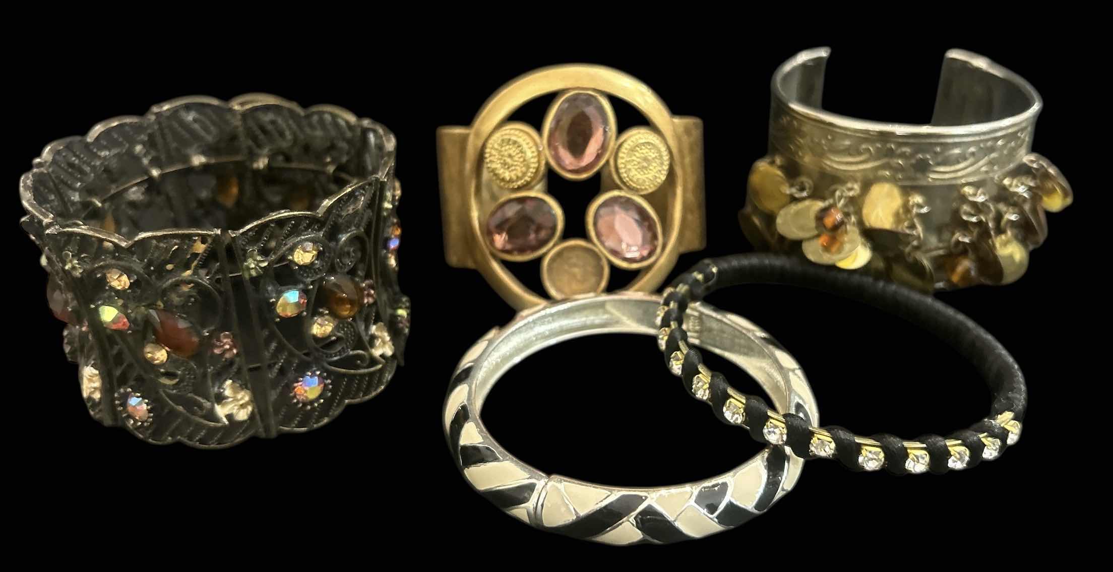 Photo 1 of 5-CHUNKY ORNATE METAL FASHION BRACELETS