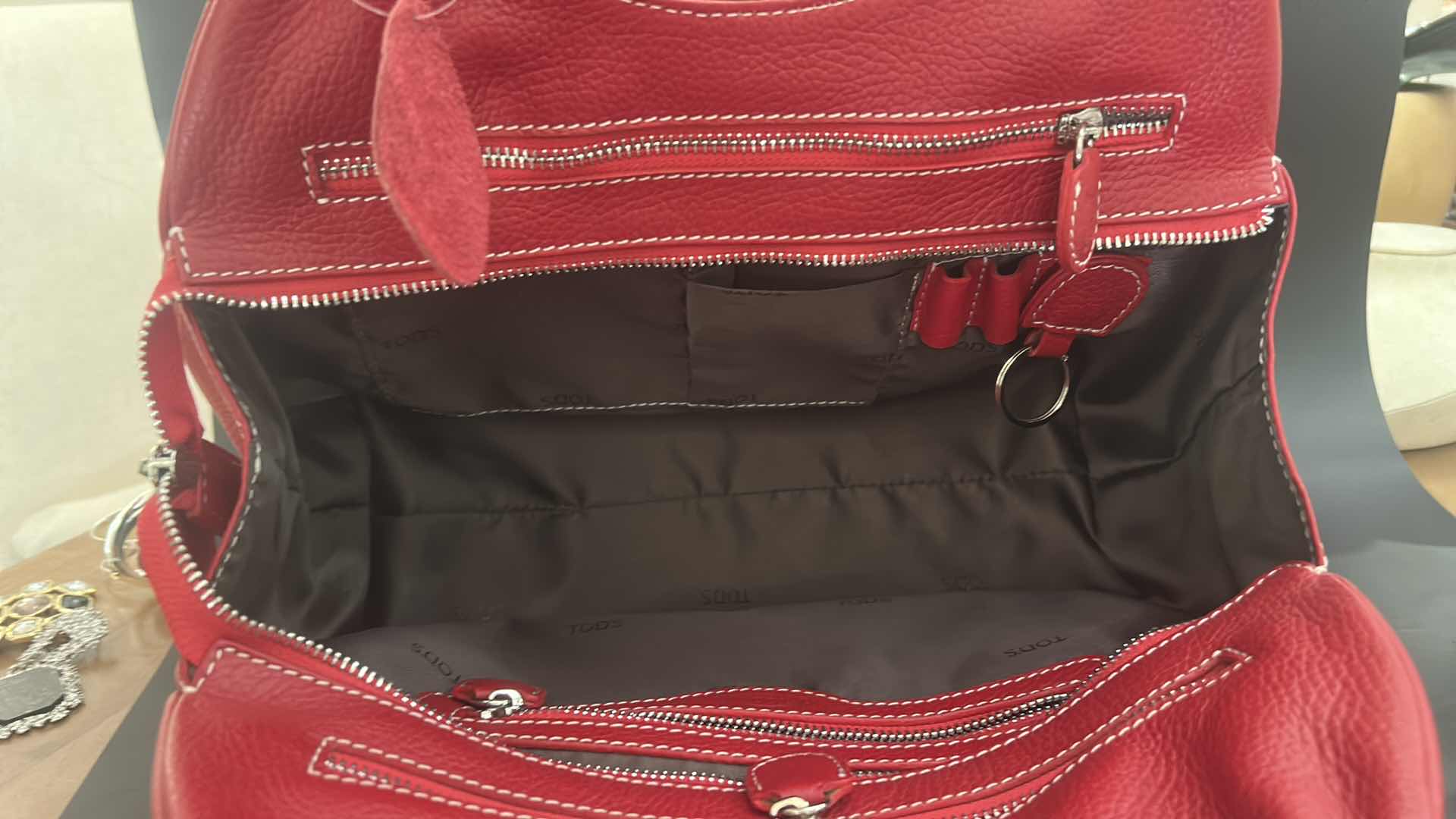 Photo 1 of AUTHENTIC "TOD’S" RED LEATHER HOBO HANDBAG